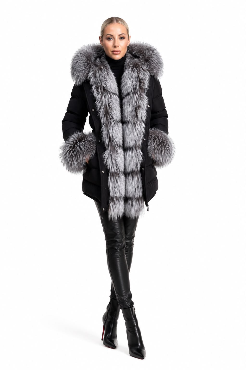 Lexi Puffer Jacket With Removable Silver Fox Fur