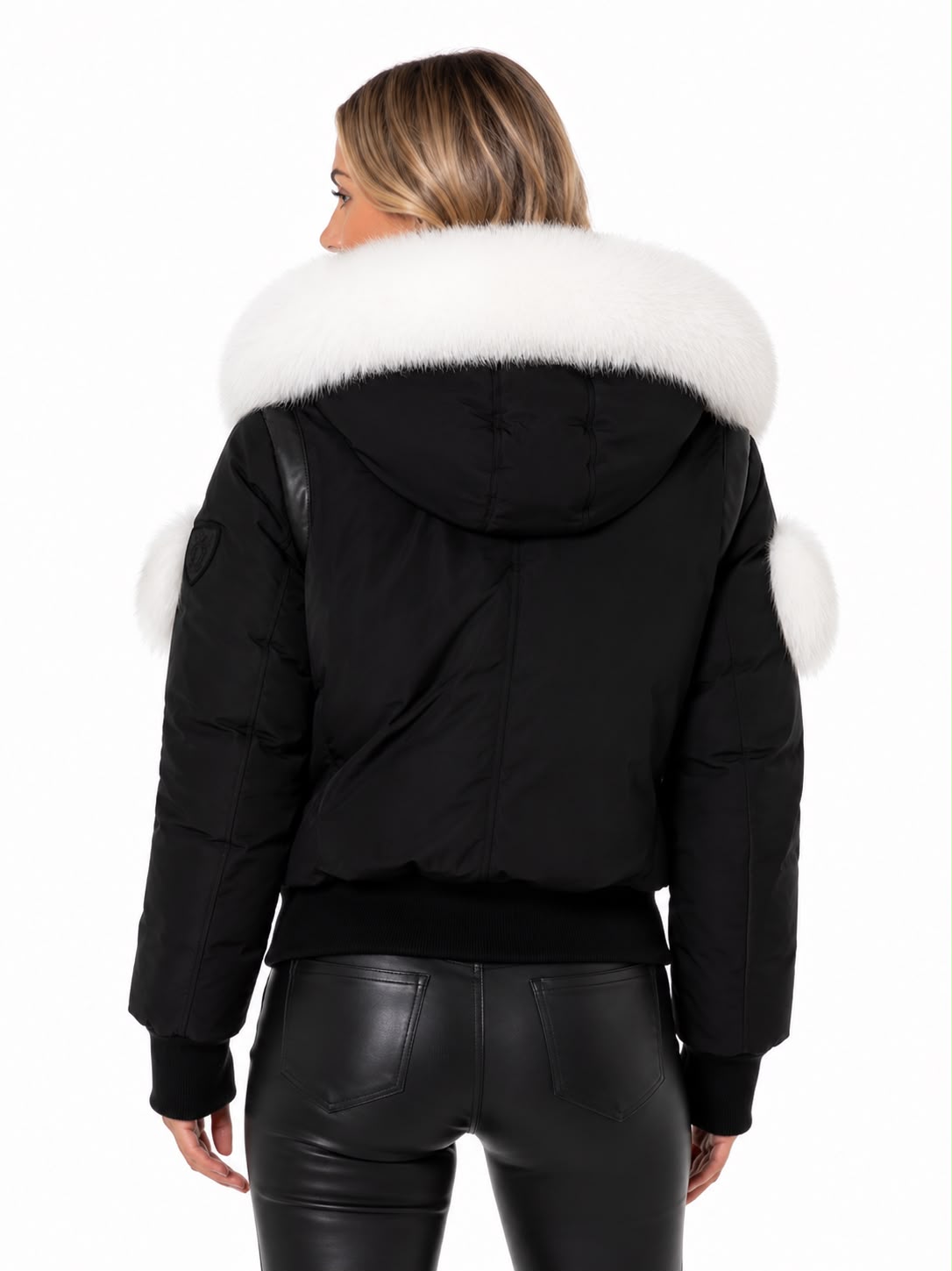 ARIA White Fox Fur Bomber Jacket