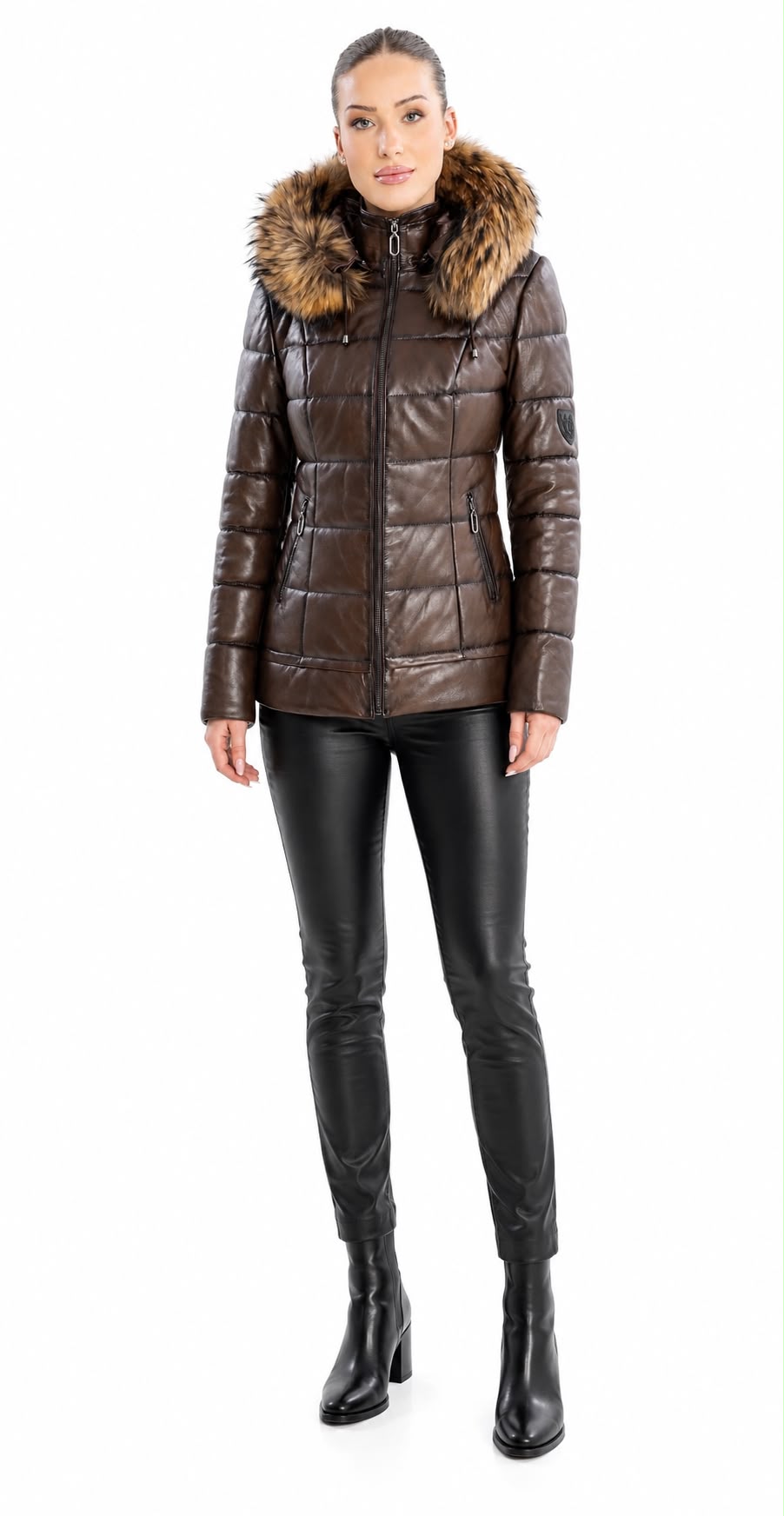 Lyanna Puffer  Leather Jacket-thumbmail-2
