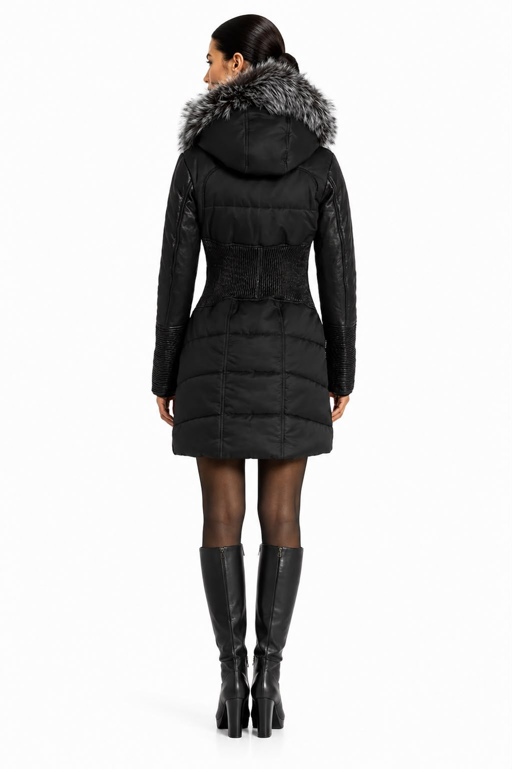 Kylie Leather & Silver Fox Fur Winter Coat-thumbmail-4