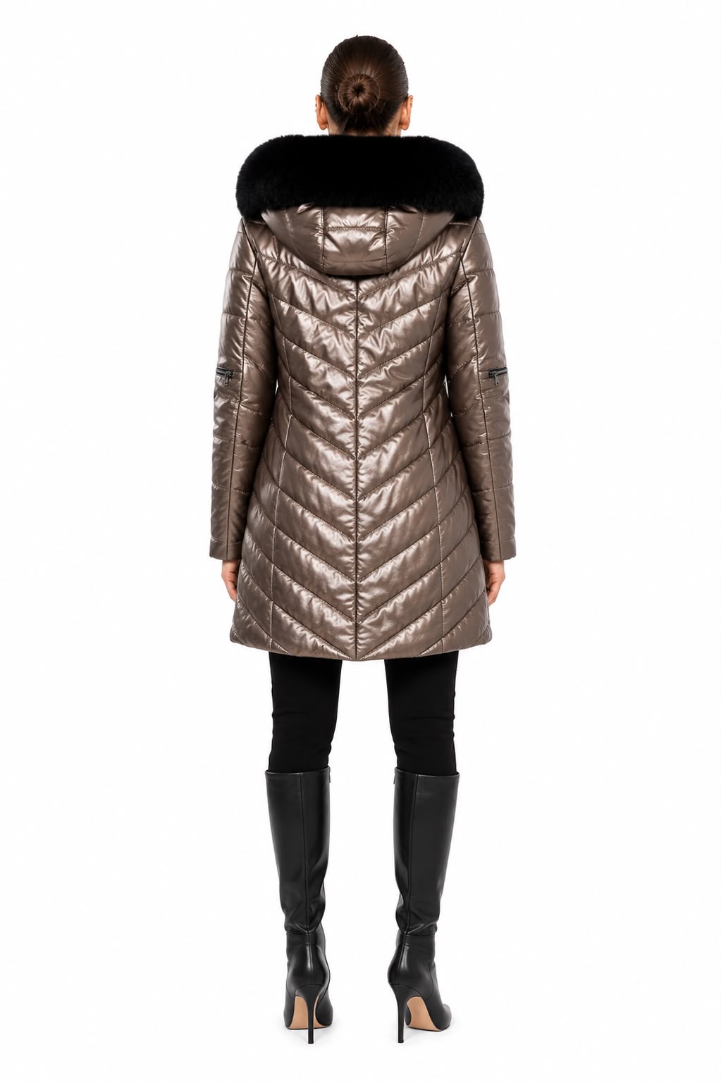 GRACE LEATHER FITTED DOWN PUFFER IN LAMBSKIN-thumbmail-5