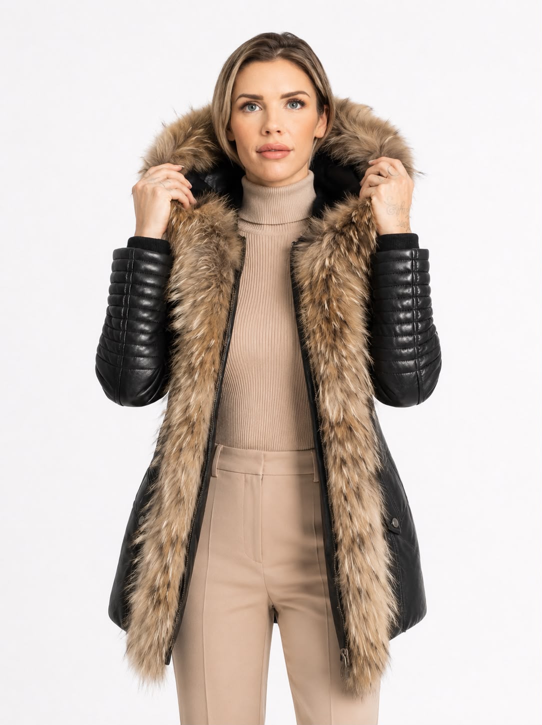 Kim Leather Jacket With Natural Fur