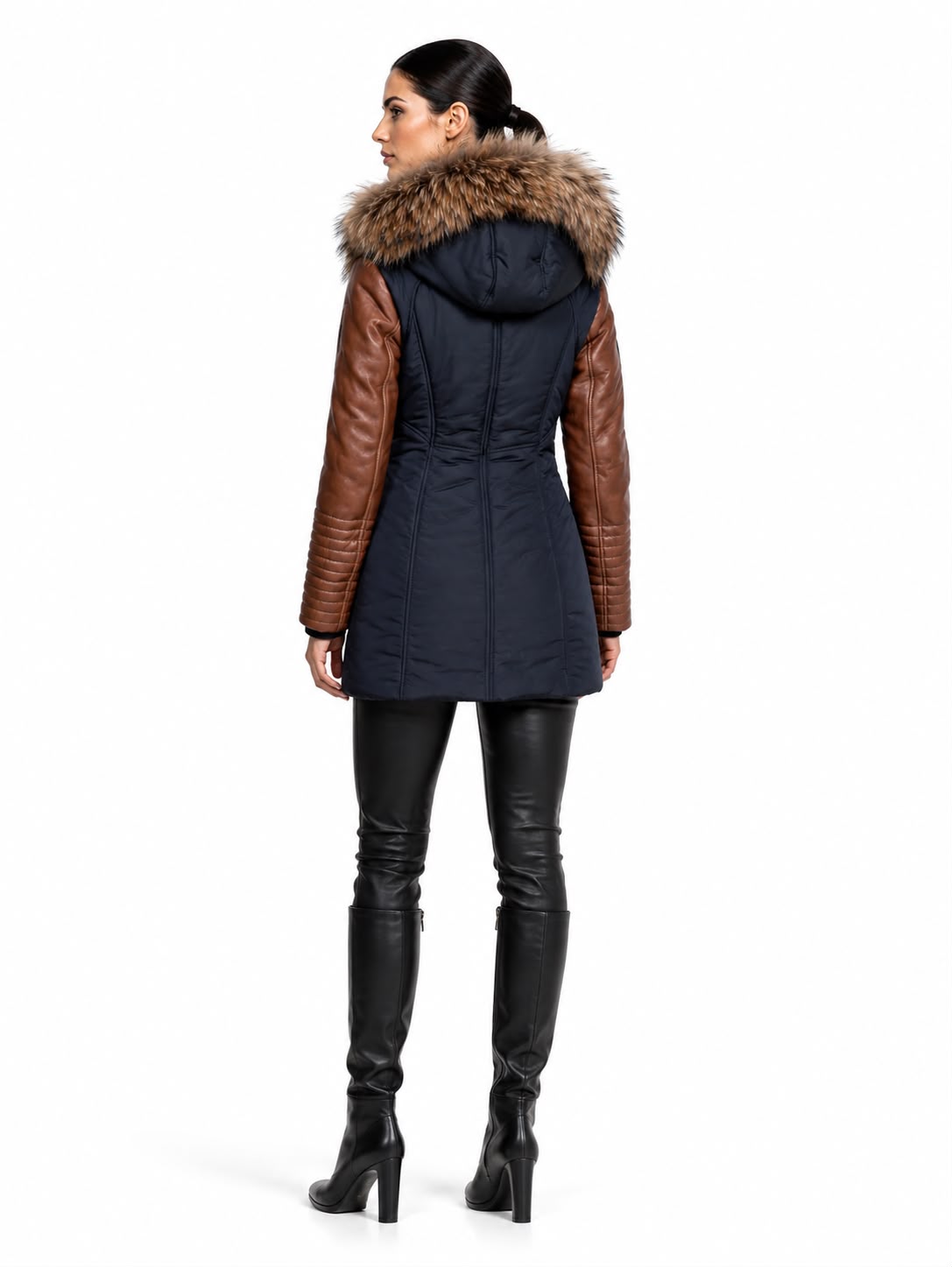 Melania Down Puffer With Leather Sleeves CG-thumbmail-4