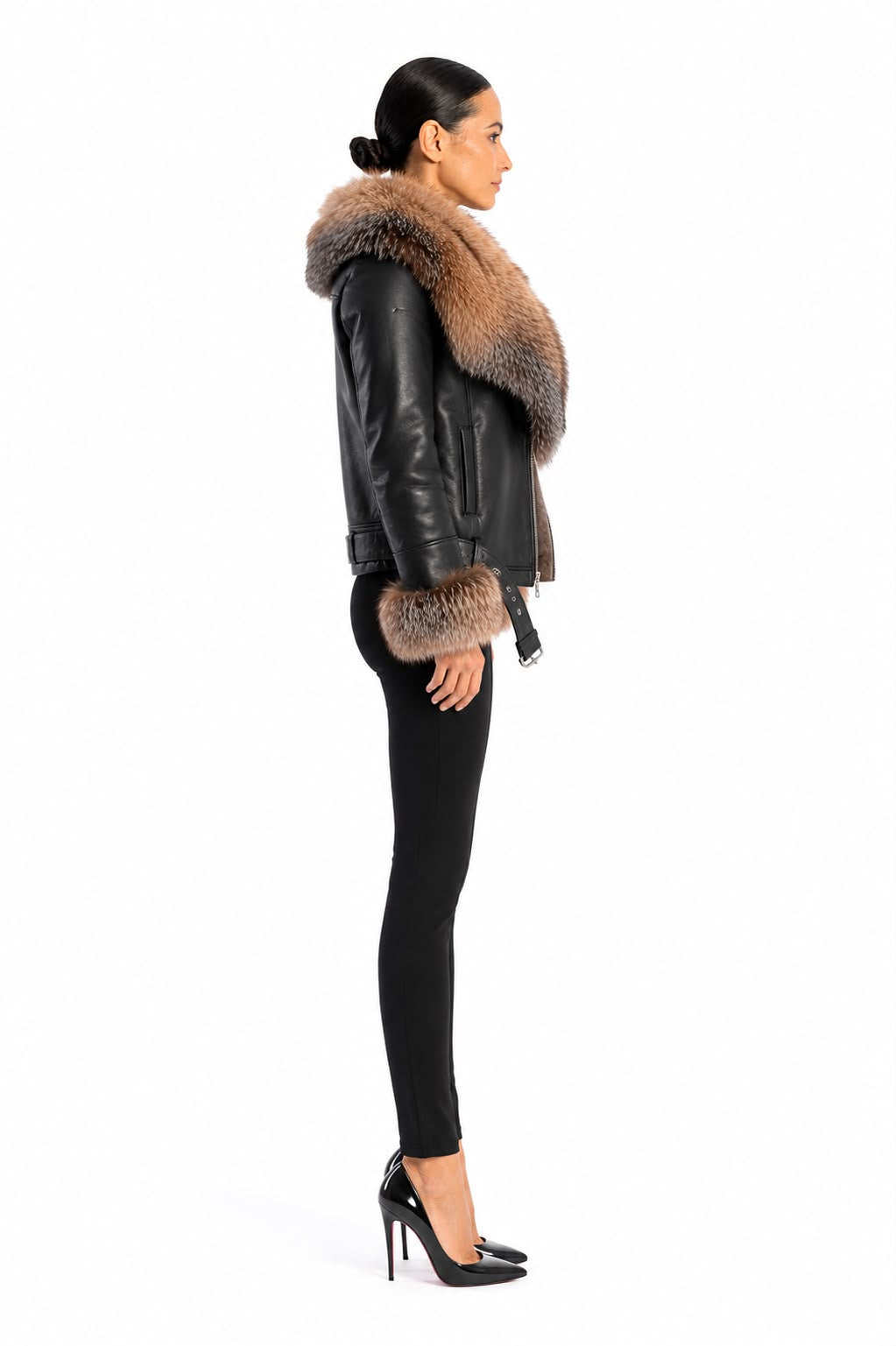 Bianca Shearling Jacket with  Fox Fur-thumbmail-4