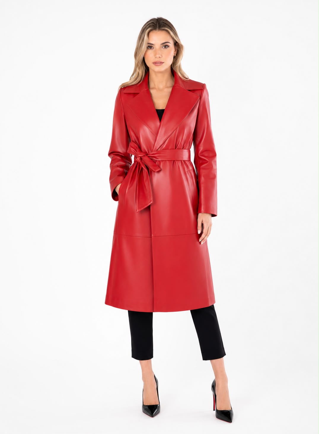 Sarah Leather Trench Coat