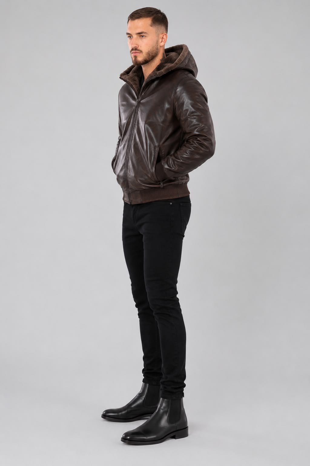 DANTE  Genuine Shearling Bomber Leather Jacket-thumbmail-4