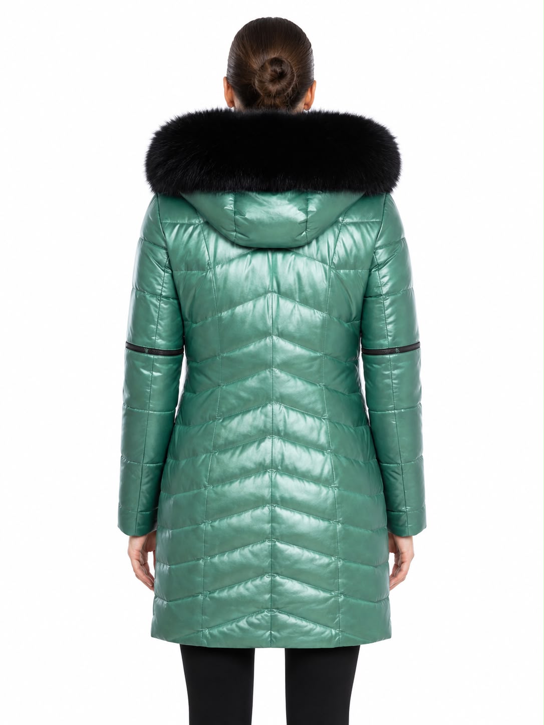 GRACE LEATHER FITTED DOWN PUFFER IN LAMBSKIN-thumbmail-4