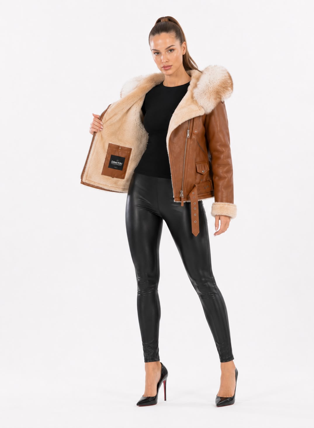 ELODIE shearling aviator jacket