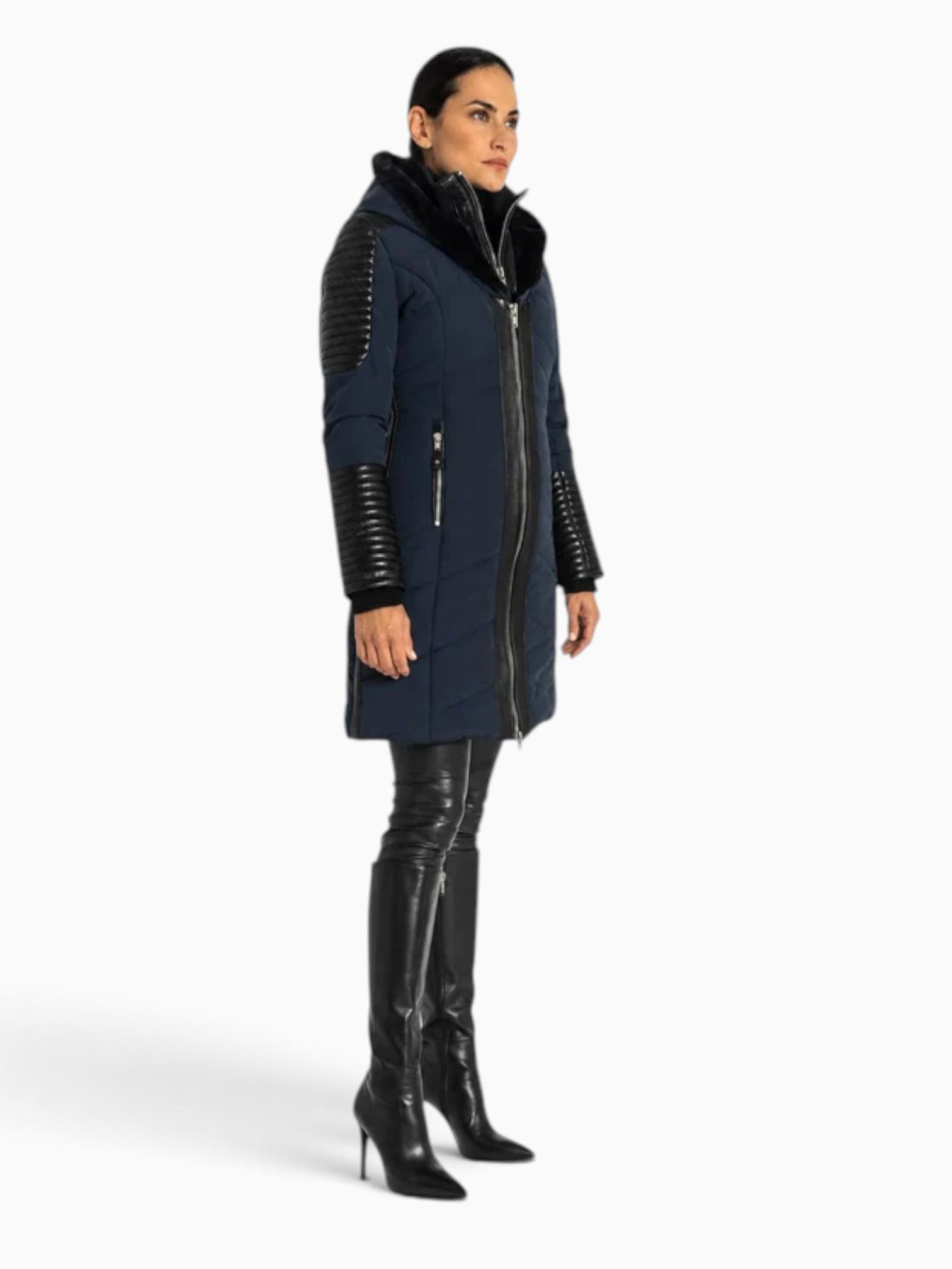 Hailey Leather Trim Parka with Fur-Lined Hood-thumbmail-6