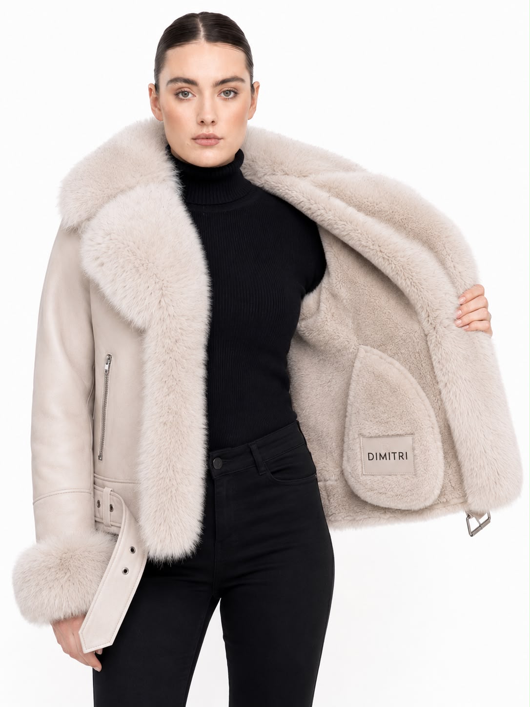 Bella  Shearling Jacket with Fox Fur