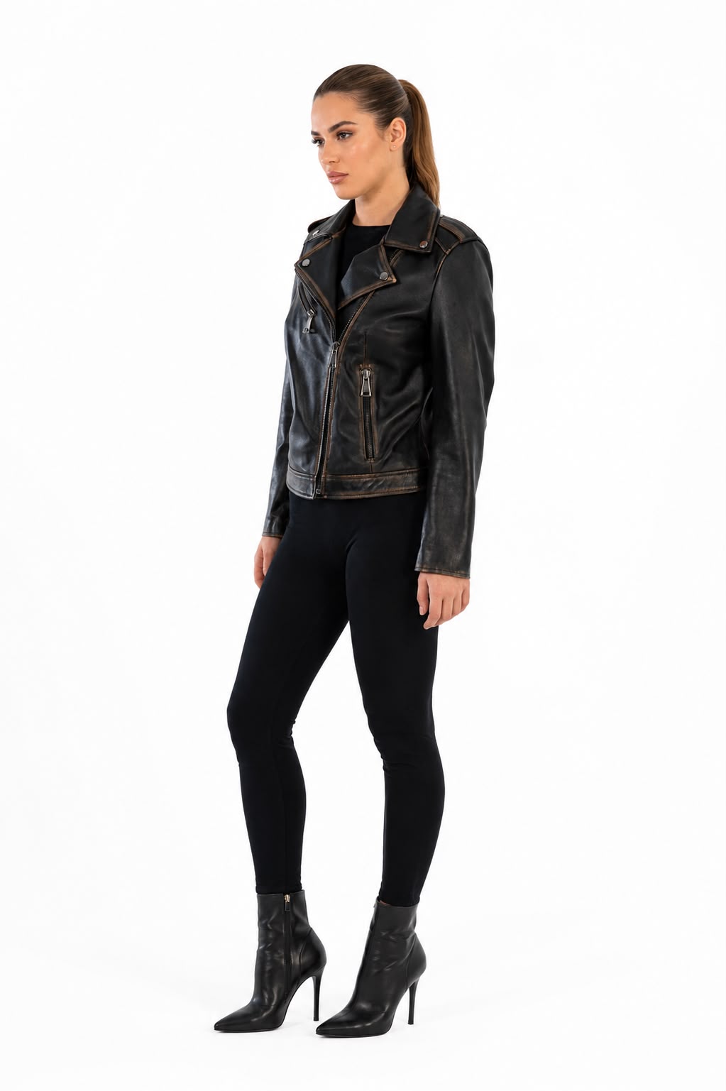 Thalia Vintage Leather Jacket with distressed finish-thumbmail-5