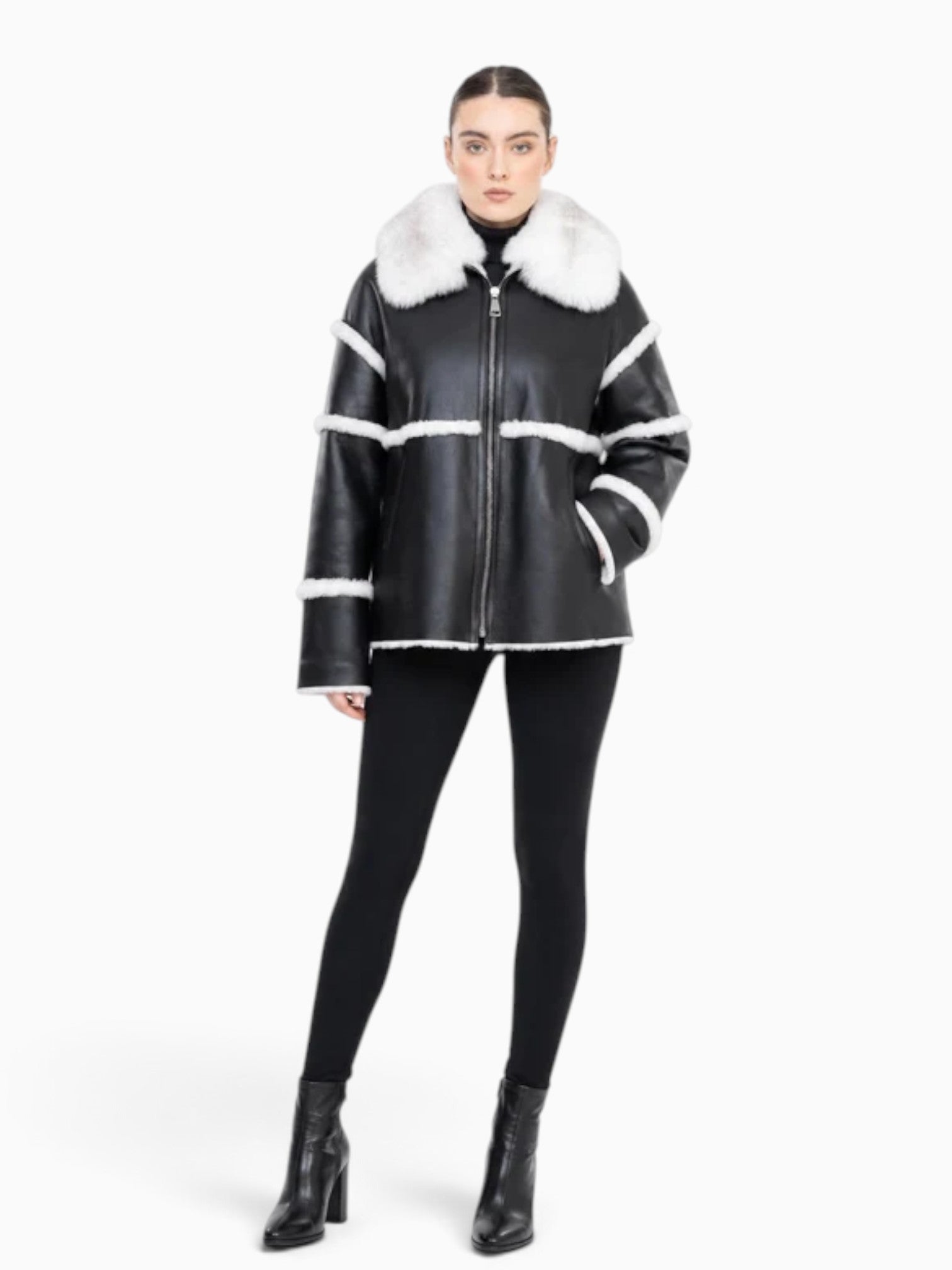 Eliana Leather Shearling White Fur