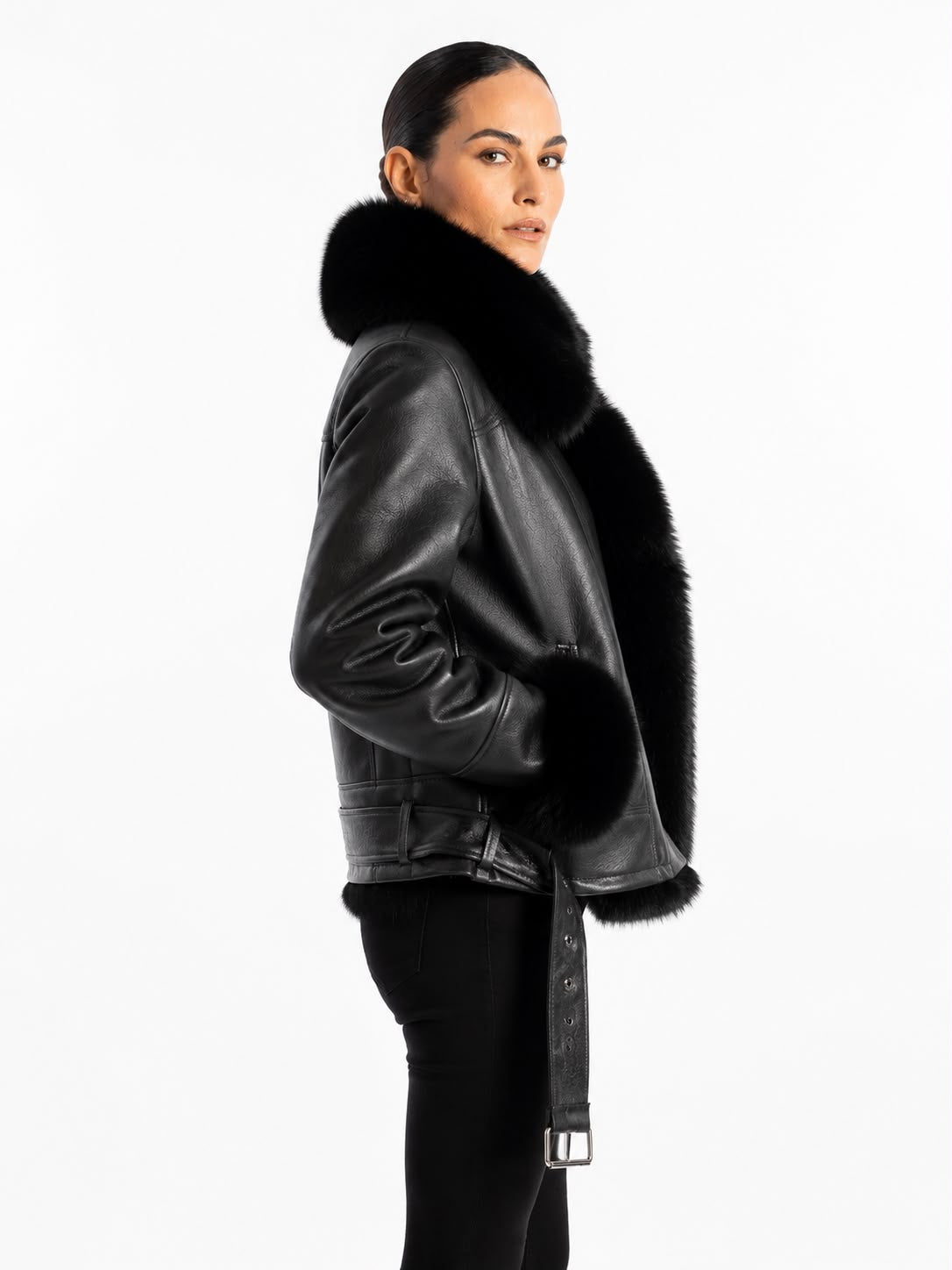 Monica shearling &  black Fox fur