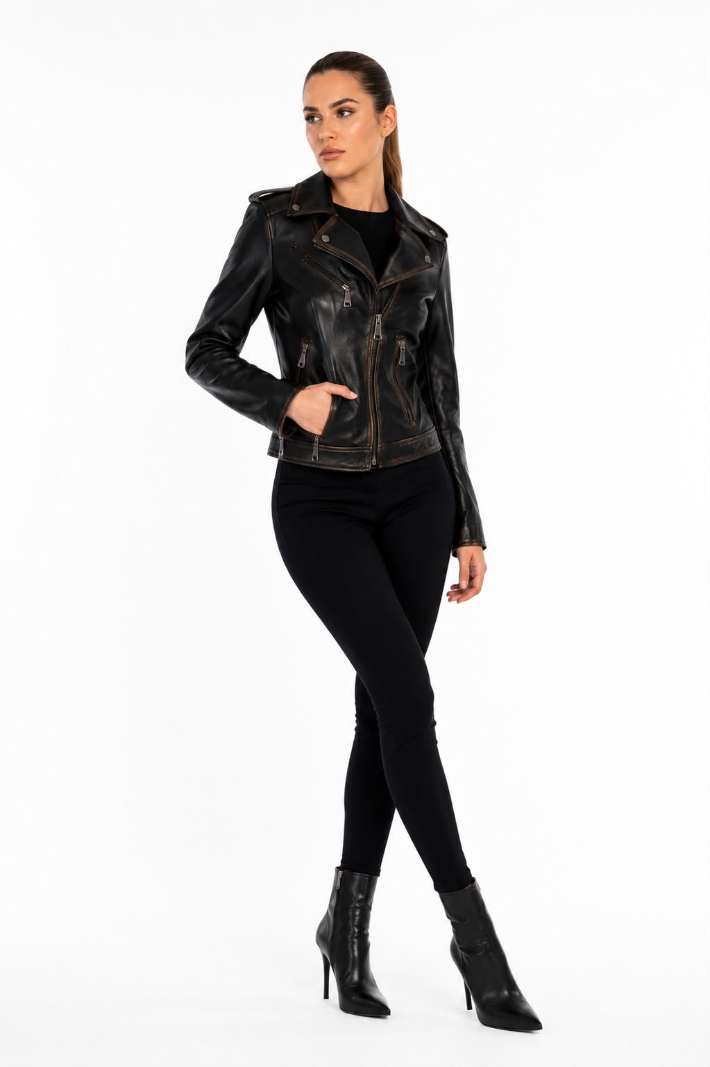 Thalia Vintage Leather Jacket with distressed finish-thumbmail-6