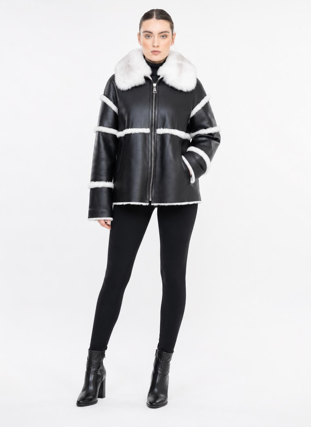 Eliana Leather Shearling White Fur