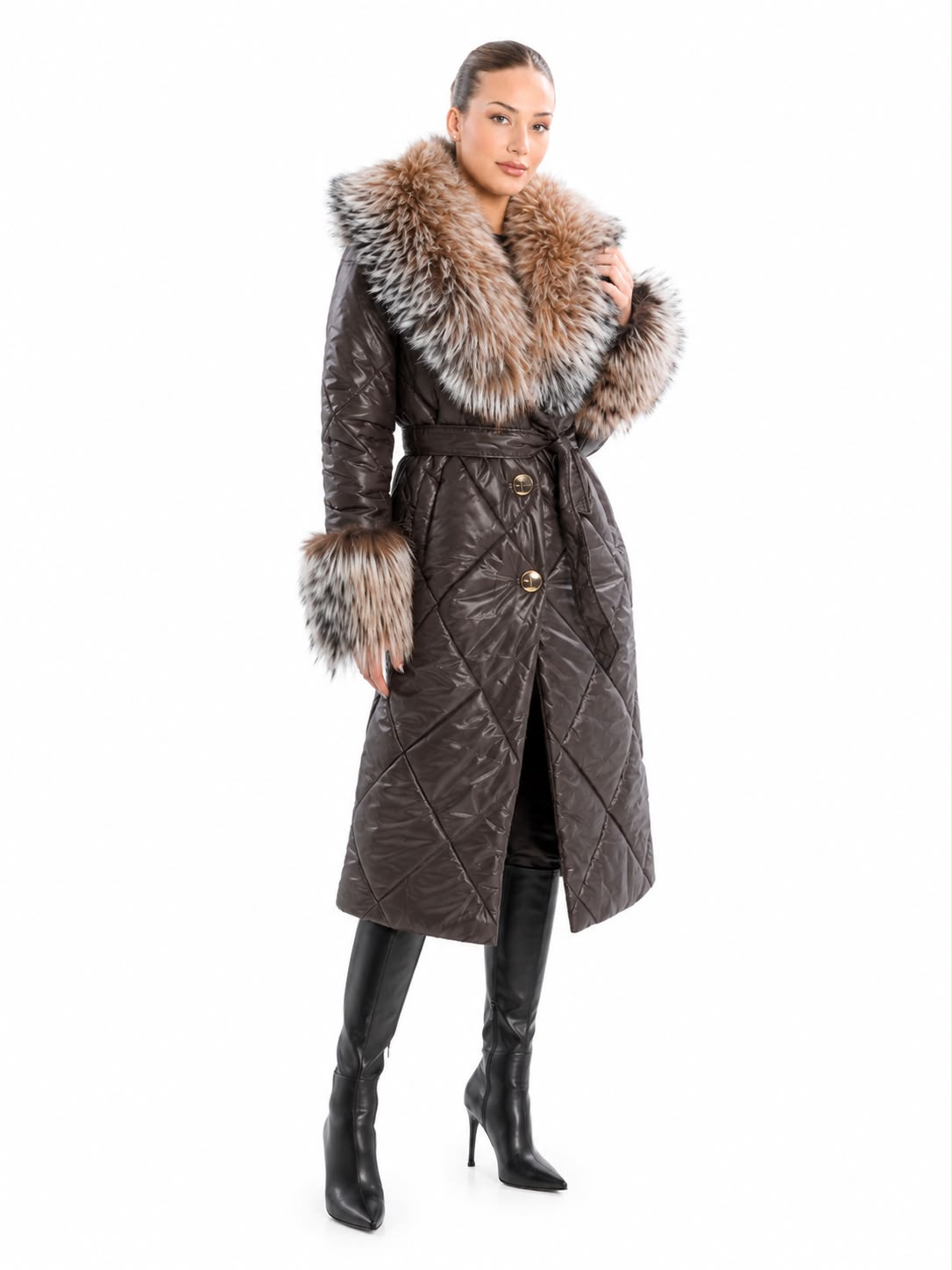 Aura Women's Winter Coat with Natural Fur