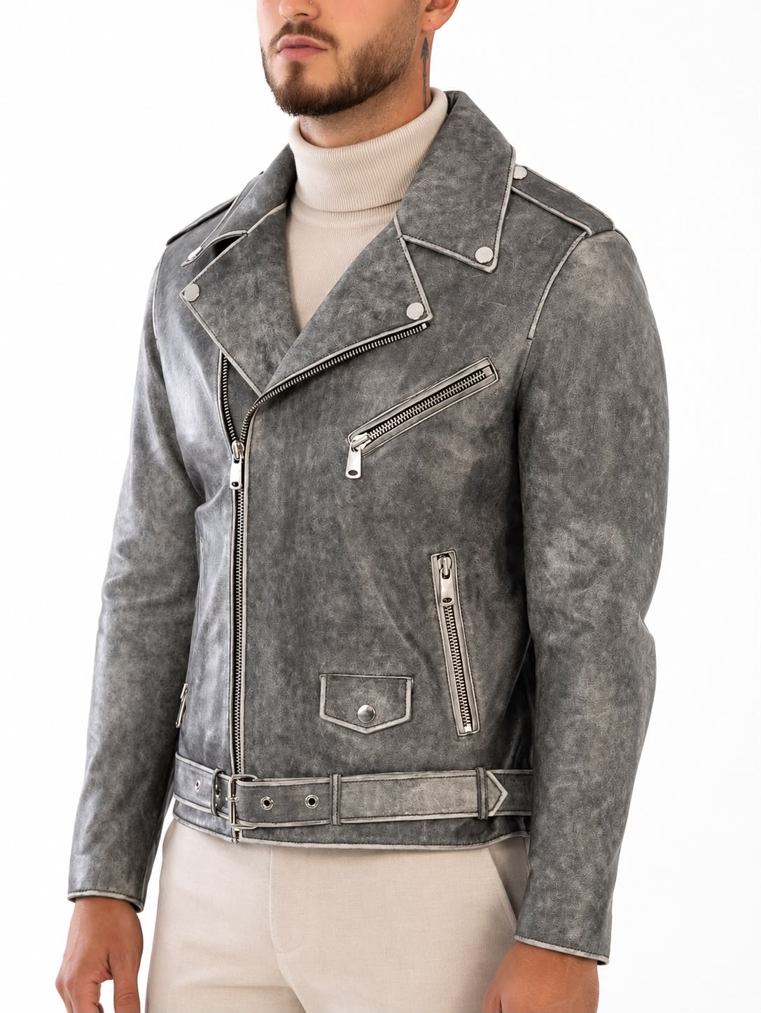 Rider  biker Leather Jacket-thumbmail-4