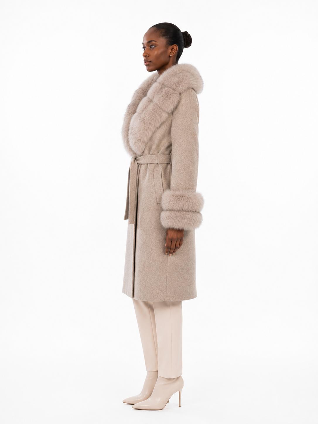 Marlene Alpaca Trench with Fox Fur