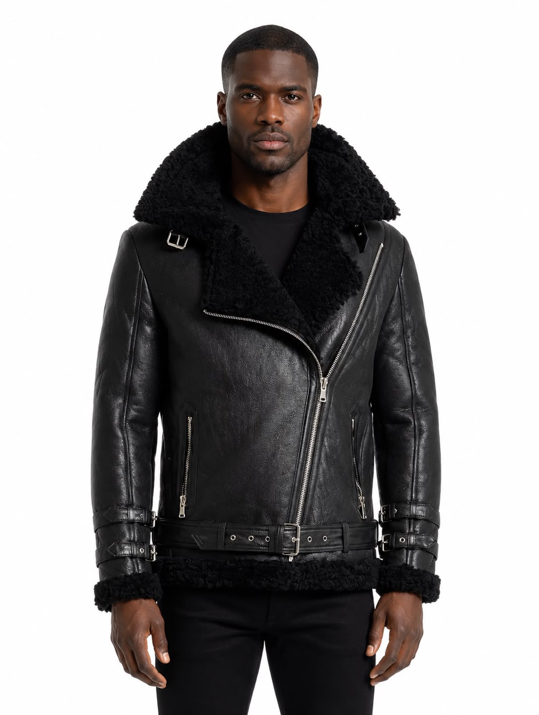 Jhonas  Men's Genuine Shearling Jacket-thumbmail-1