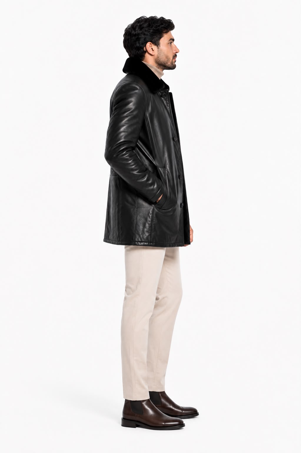 Carter Leather Coat with Removable Shearling Collar-thumbmail-3