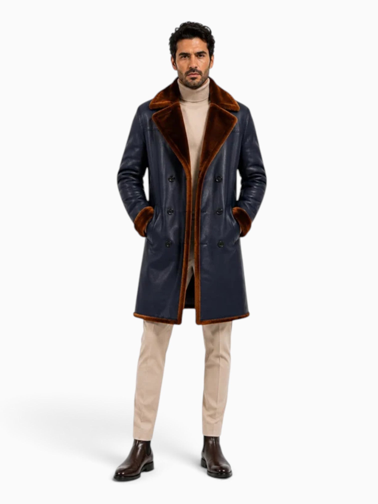 Double-Faced Shearling Trench Coat