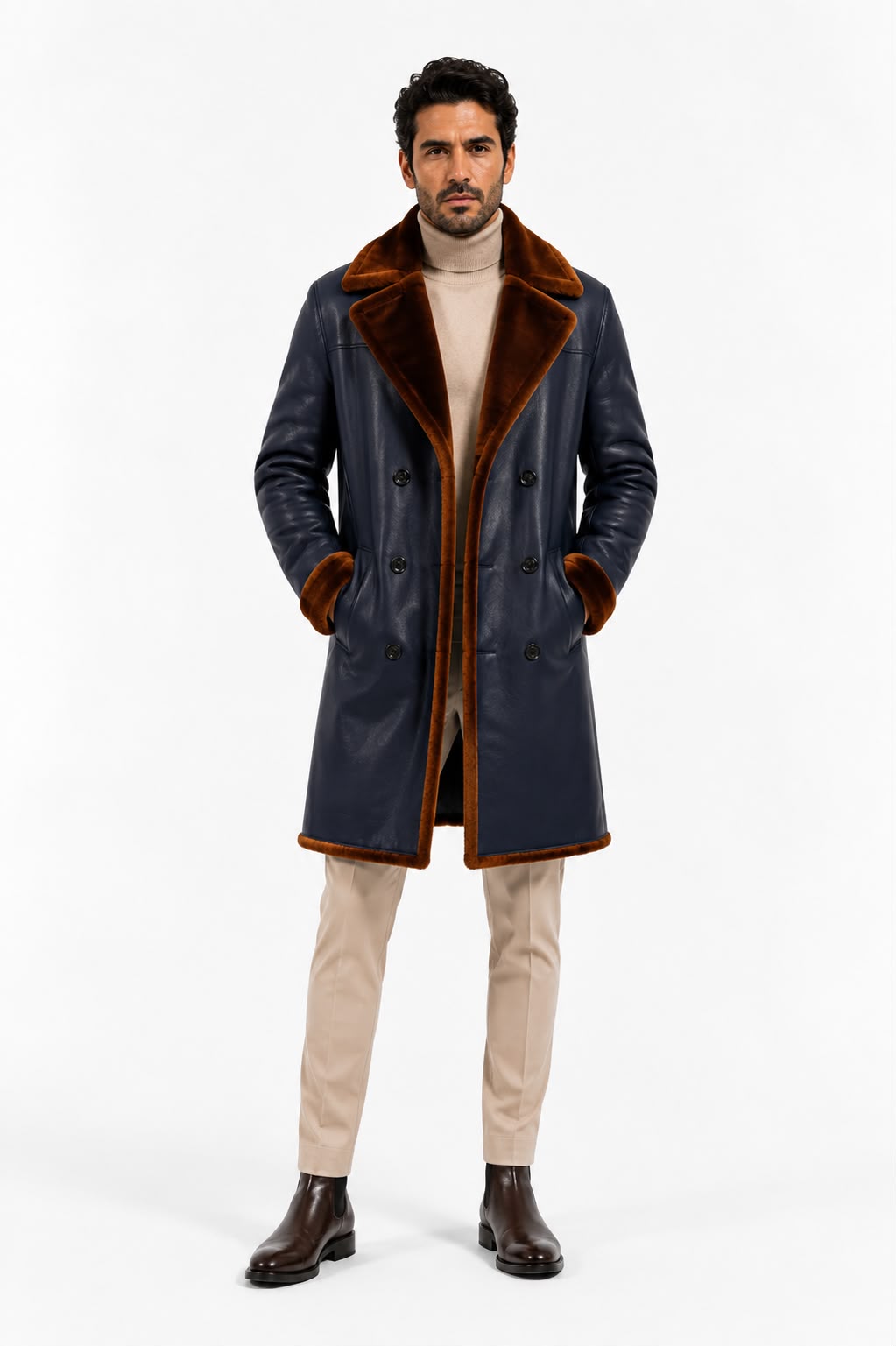 Double-Faced Shearling Trench Coat-thumbmail-5