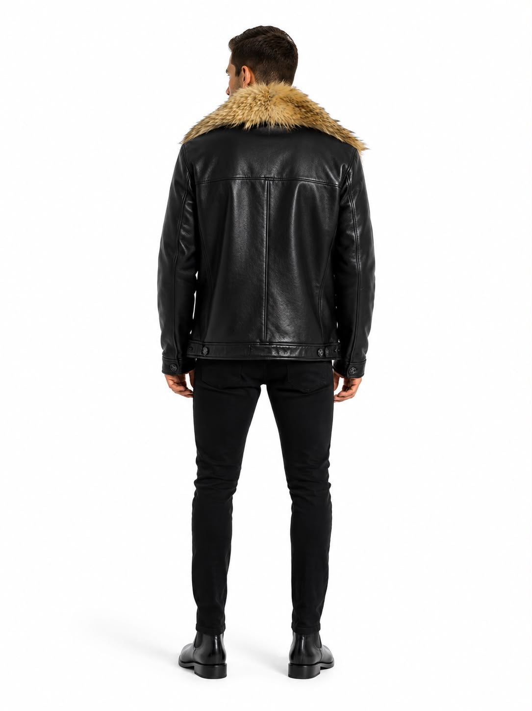 Marvin Lambskin Leather Jacket with Natural Real Fur-thumbmail-3