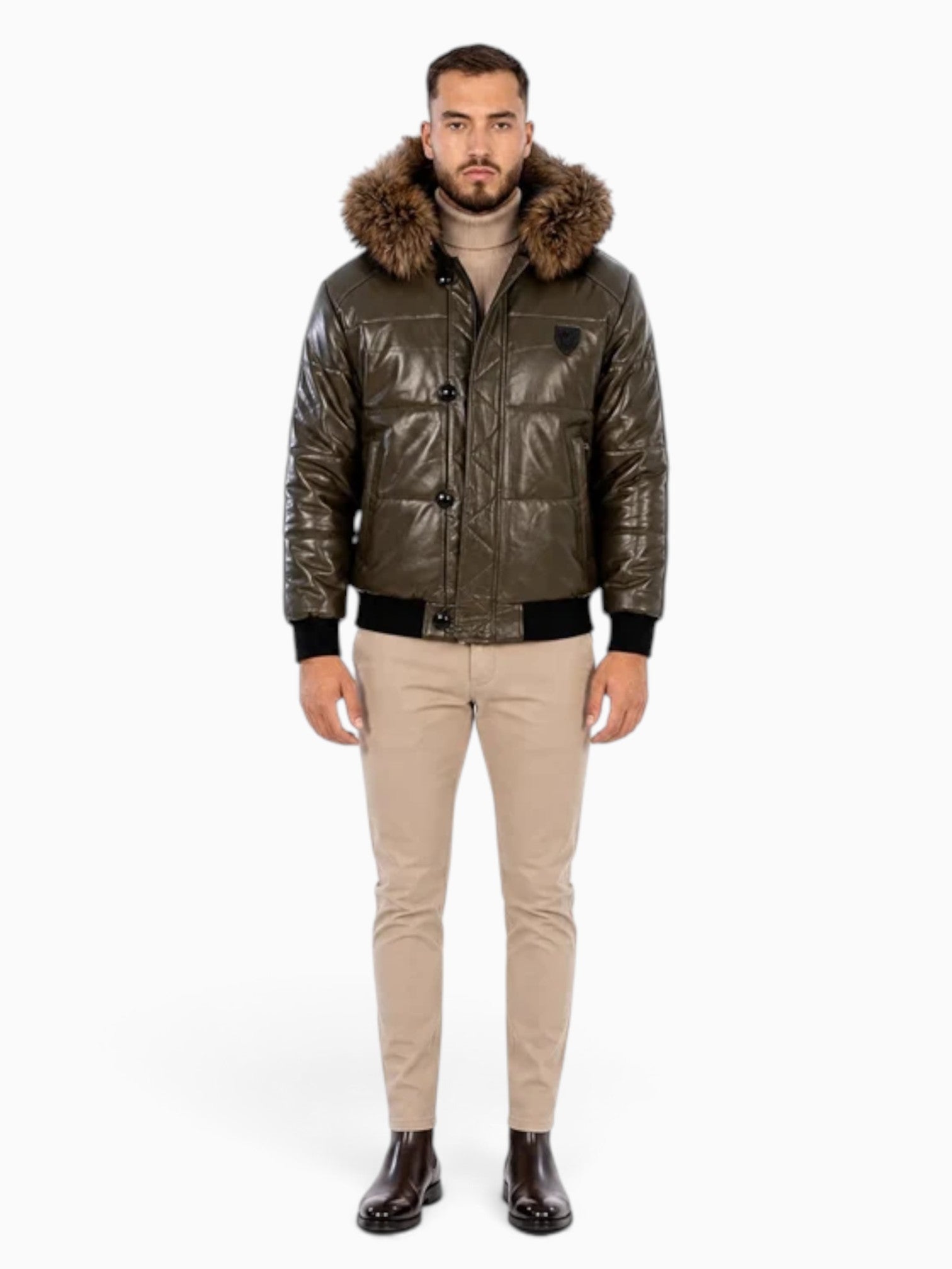 Arctic Men’s Winter Leather Coat With Natural Fur