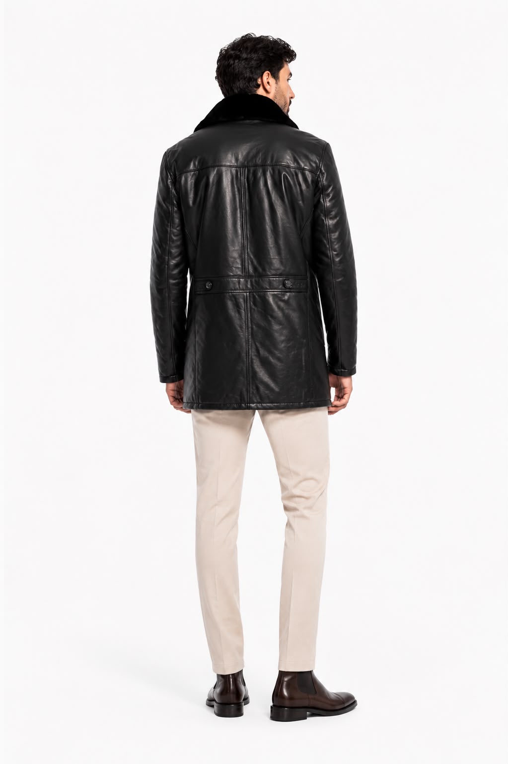 Carter Leather Coat with Removable Shearling Collar
