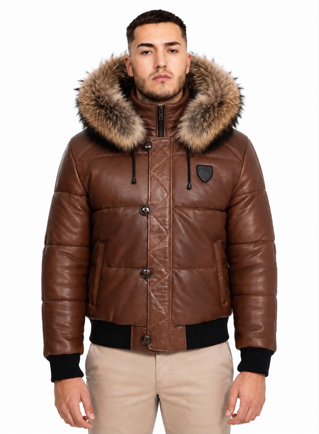 Arctic Winter Leather Coat With Natural Fur-thumbmail-3