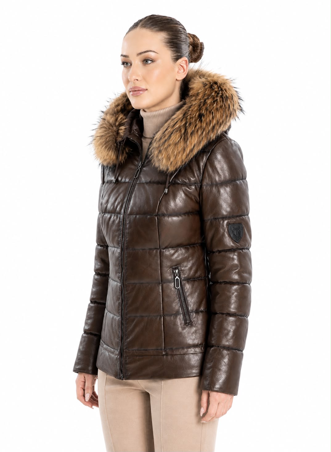 Lyanna Puffer  Leather Jacket-thumbmail-4