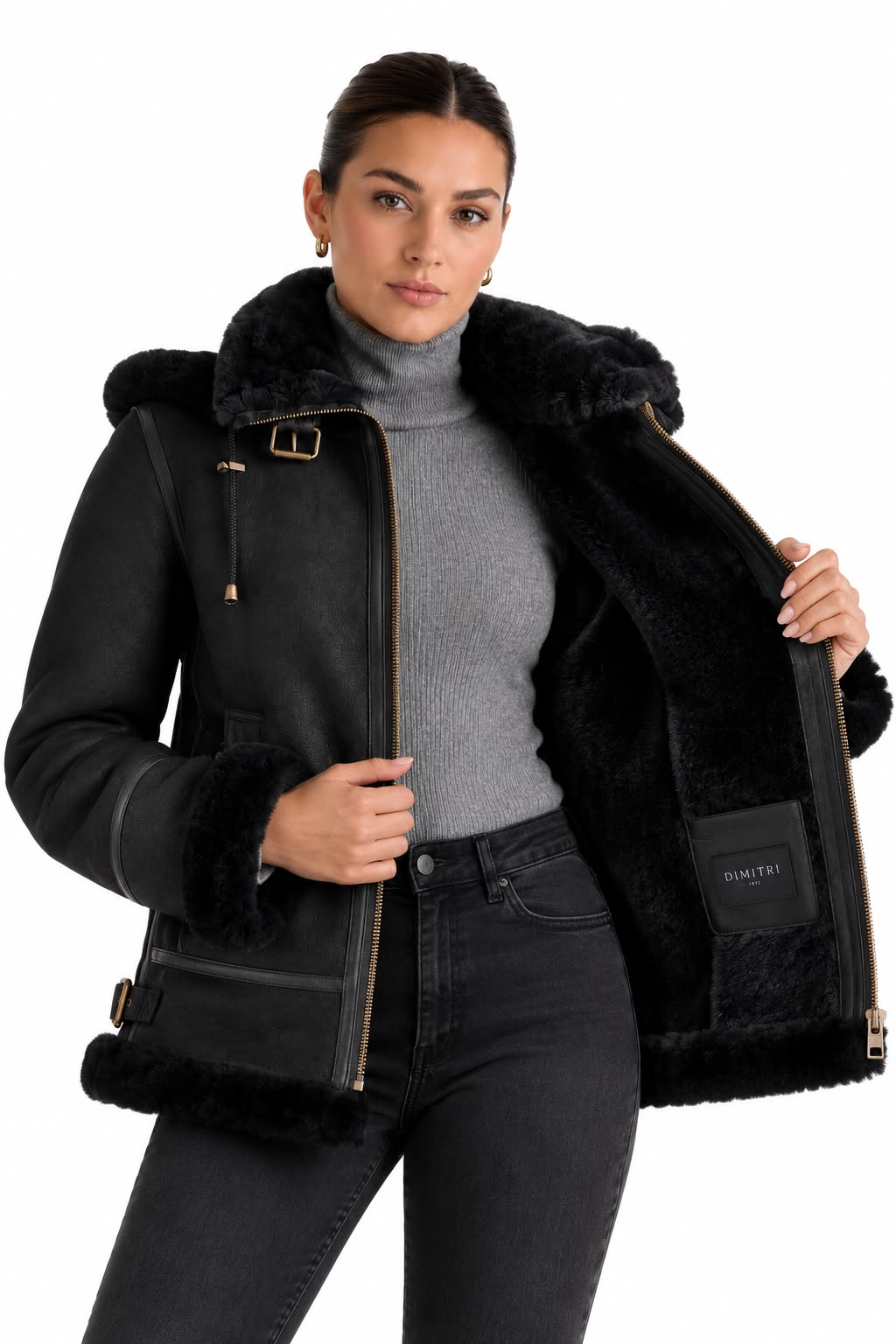 Nicole  Shearling Aviator Jacket