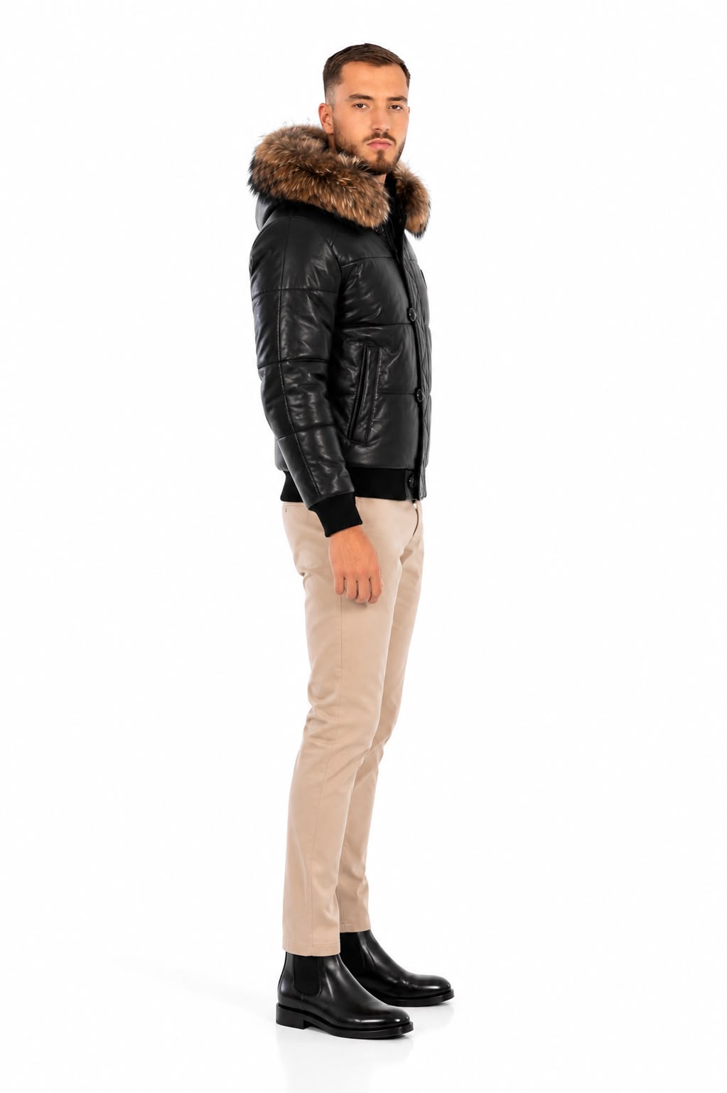 Arctic Men’s Winter Leather Coat With Natural Fur-thumbmail-3