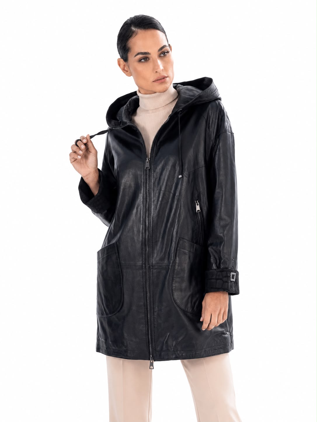 KAYLA Leather trench coat