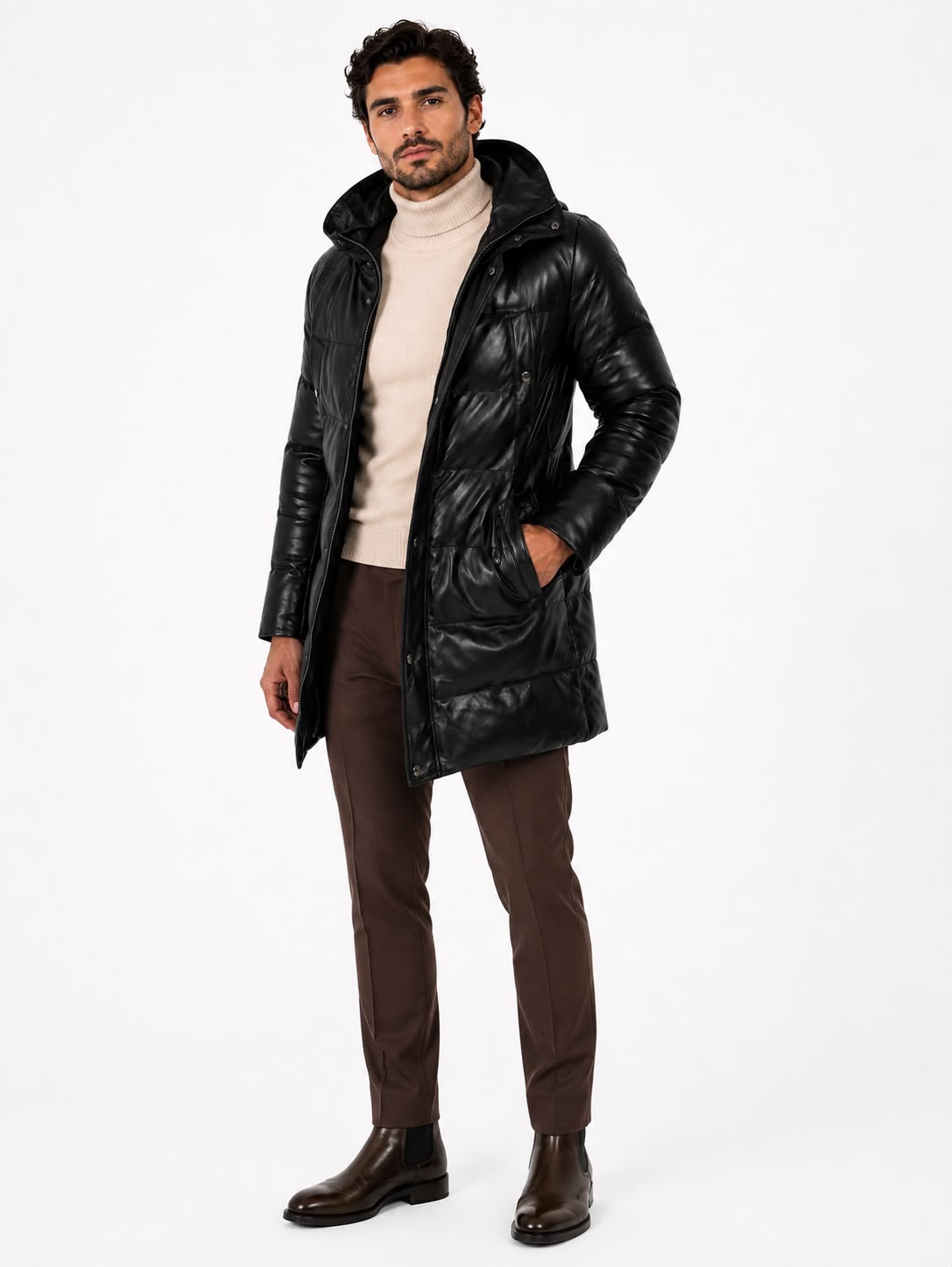 Milan Leather Down Coat-thumbmail-4