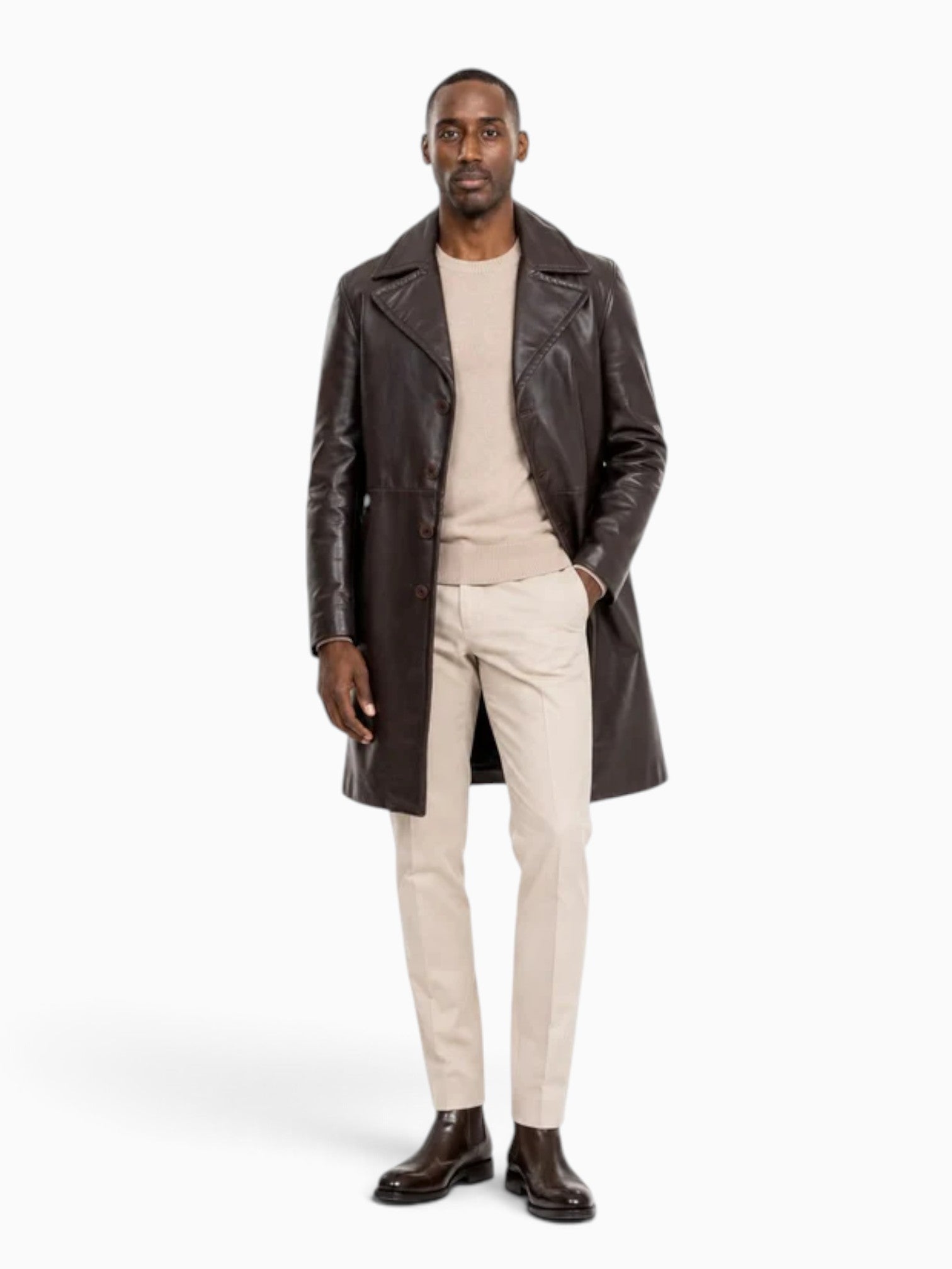 Bryson Leather Trench Coat