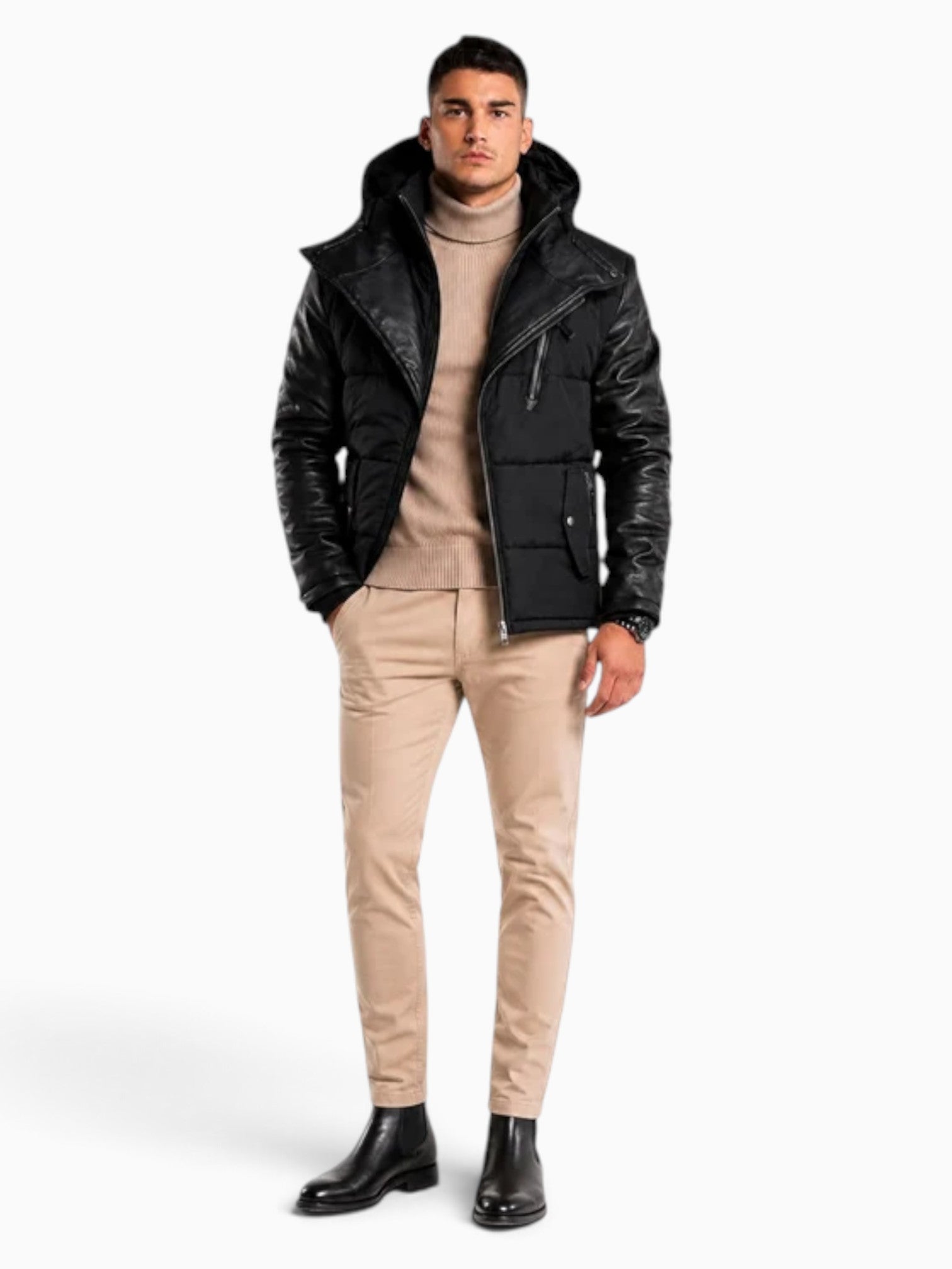 Adamo Leather Sleeves Parka-thumbmail-1