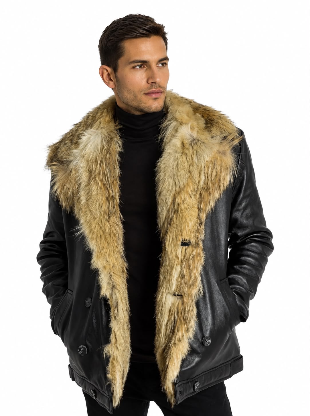 Marvin Lambskin Leather Jacket with Natural Real Fur