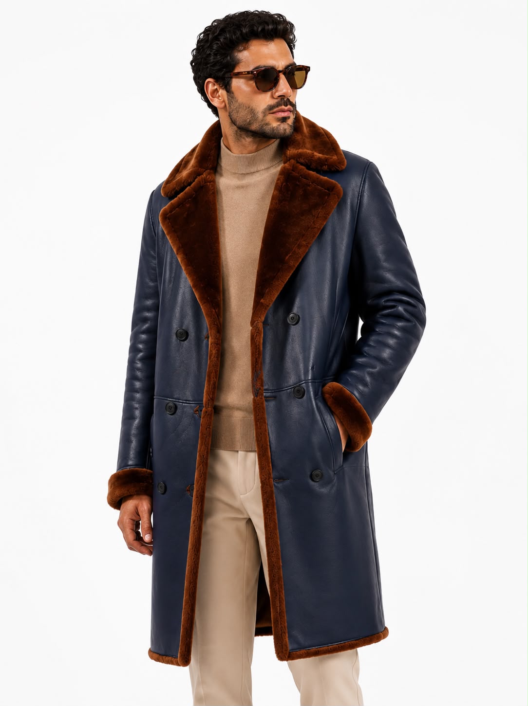 Double-Faced Shearling Trench Coat