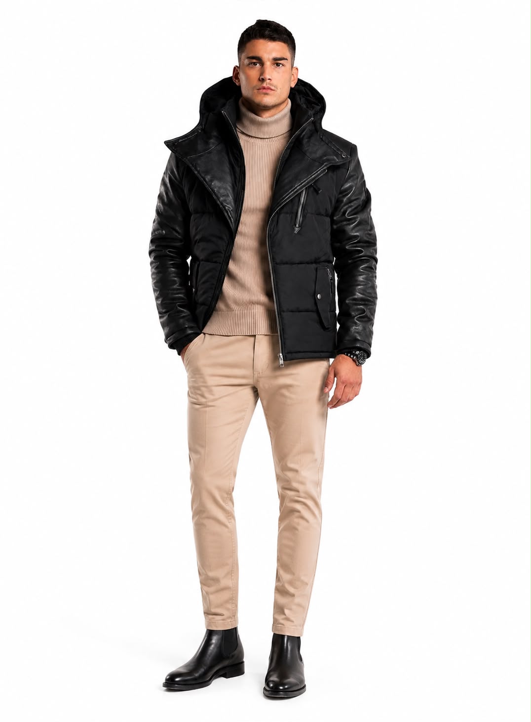 Adamo Leather Sleeves Parka-thumbmail-7