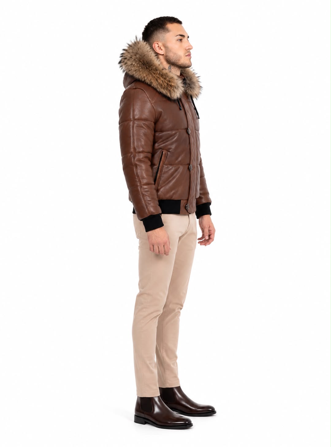 Arctic Winter Leather Coat With Natural Fur-thumbmail-5