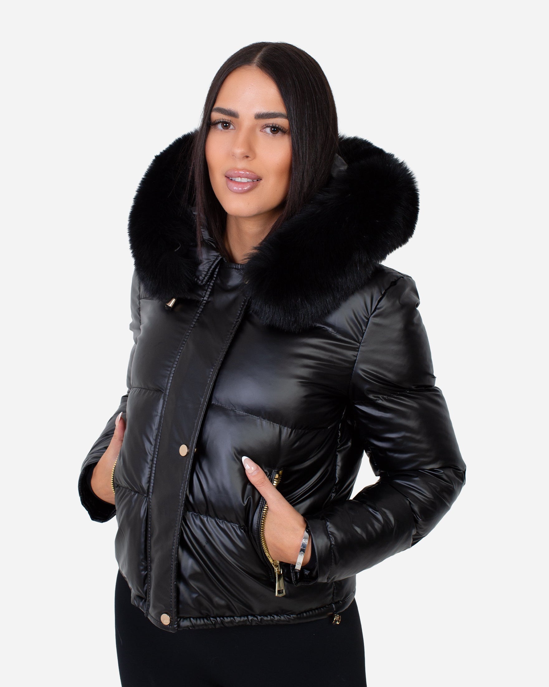 Avery Puffer Jacket with natural fur-thumbmail-2