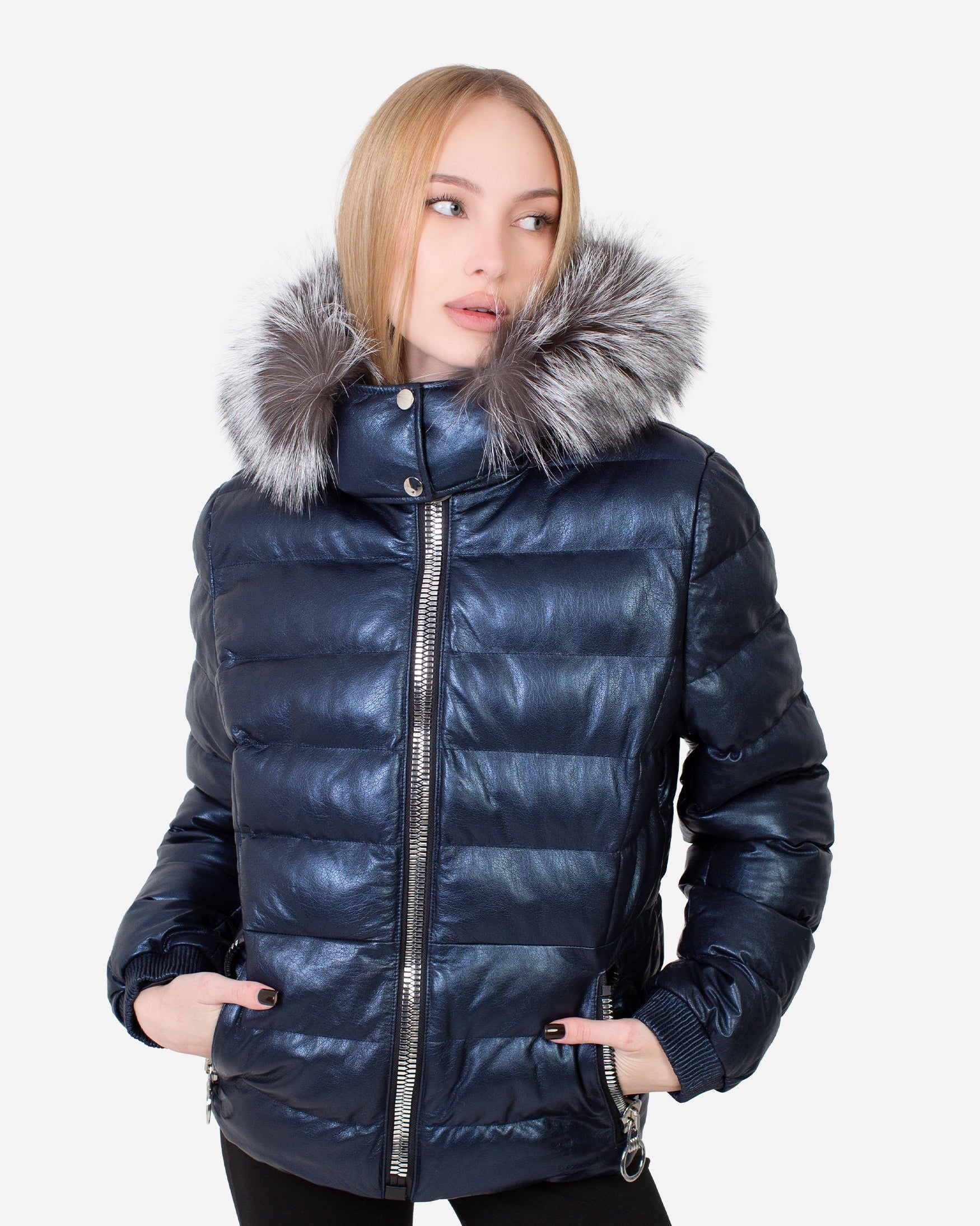 Leslie Leather Parka – Silver Fox-thumbmail-2