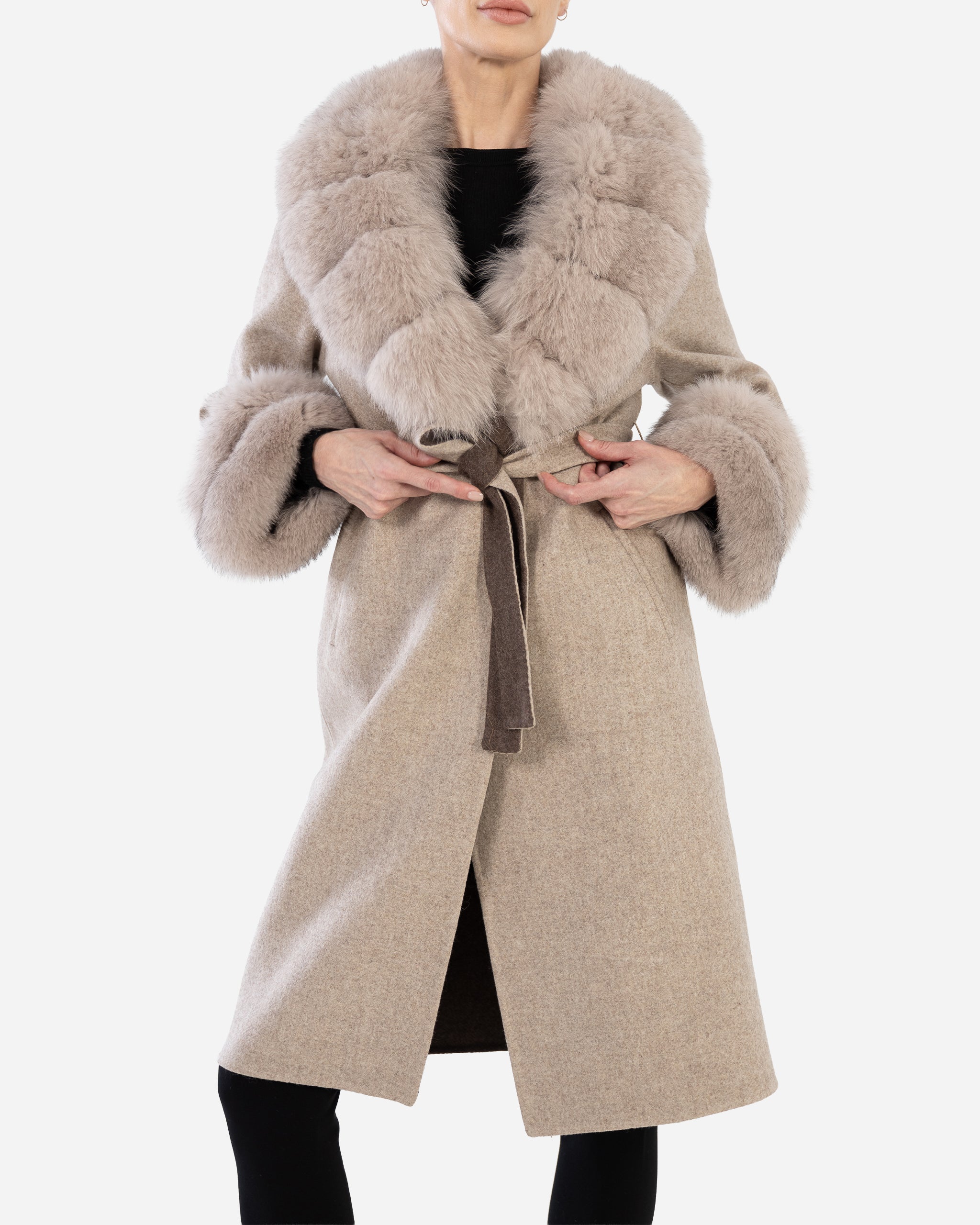 Marlene Alpaca Trench with Fox Fur-thumbmail-3
