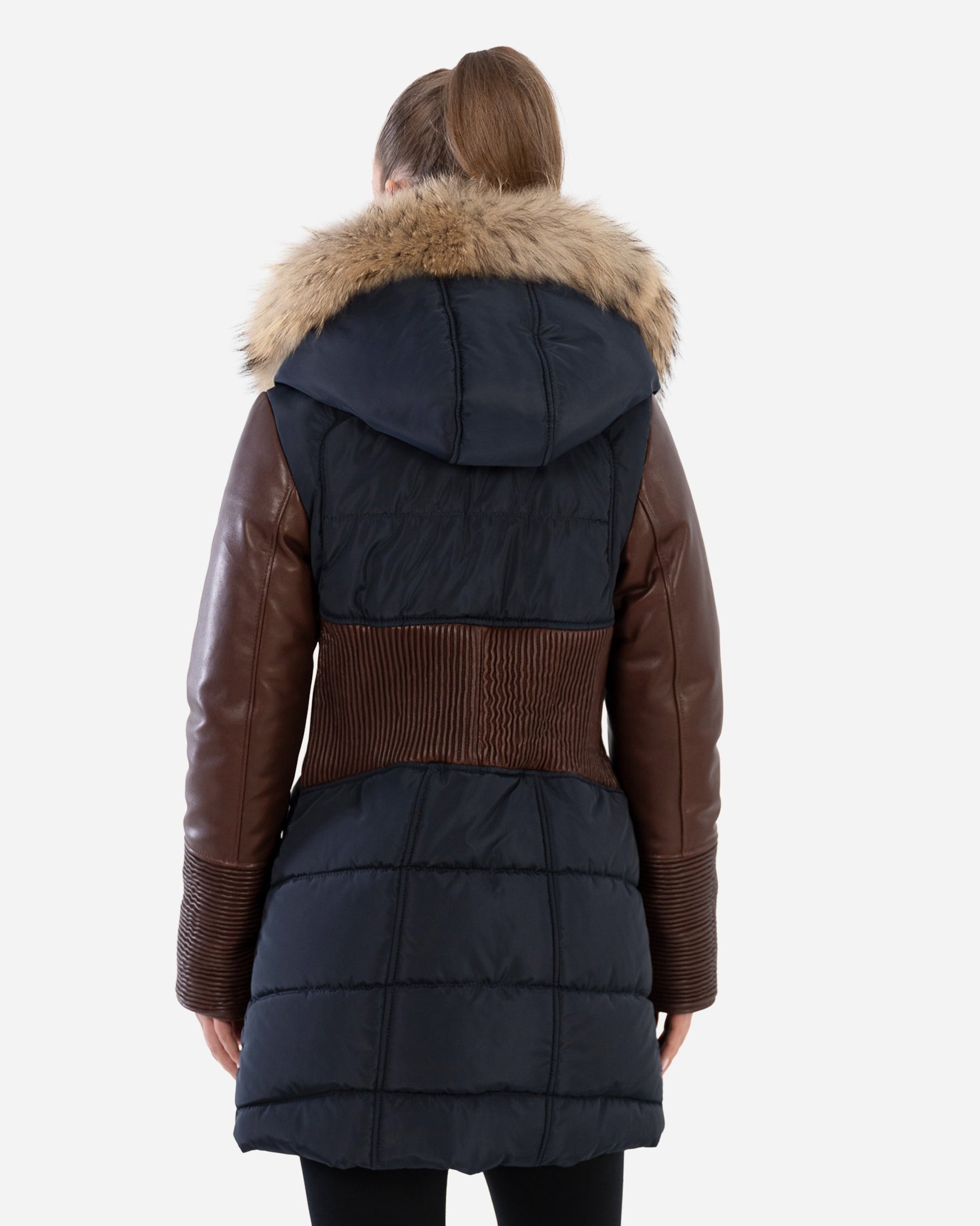 Kylie Leather Sleeve Parka - CG-3