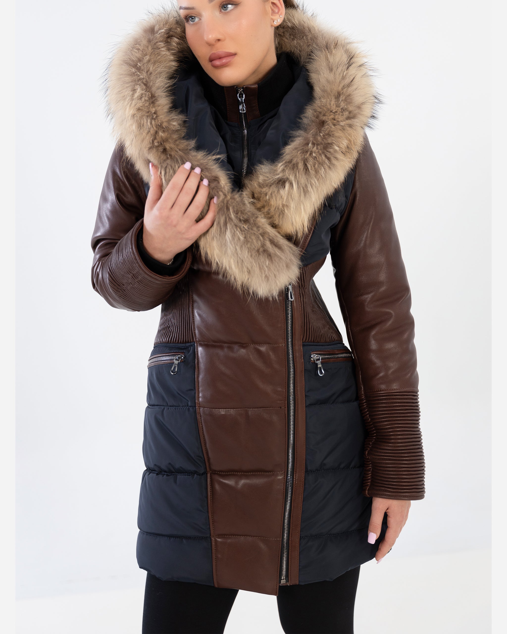 Kylie Leather Sleeve Parka - CG-4