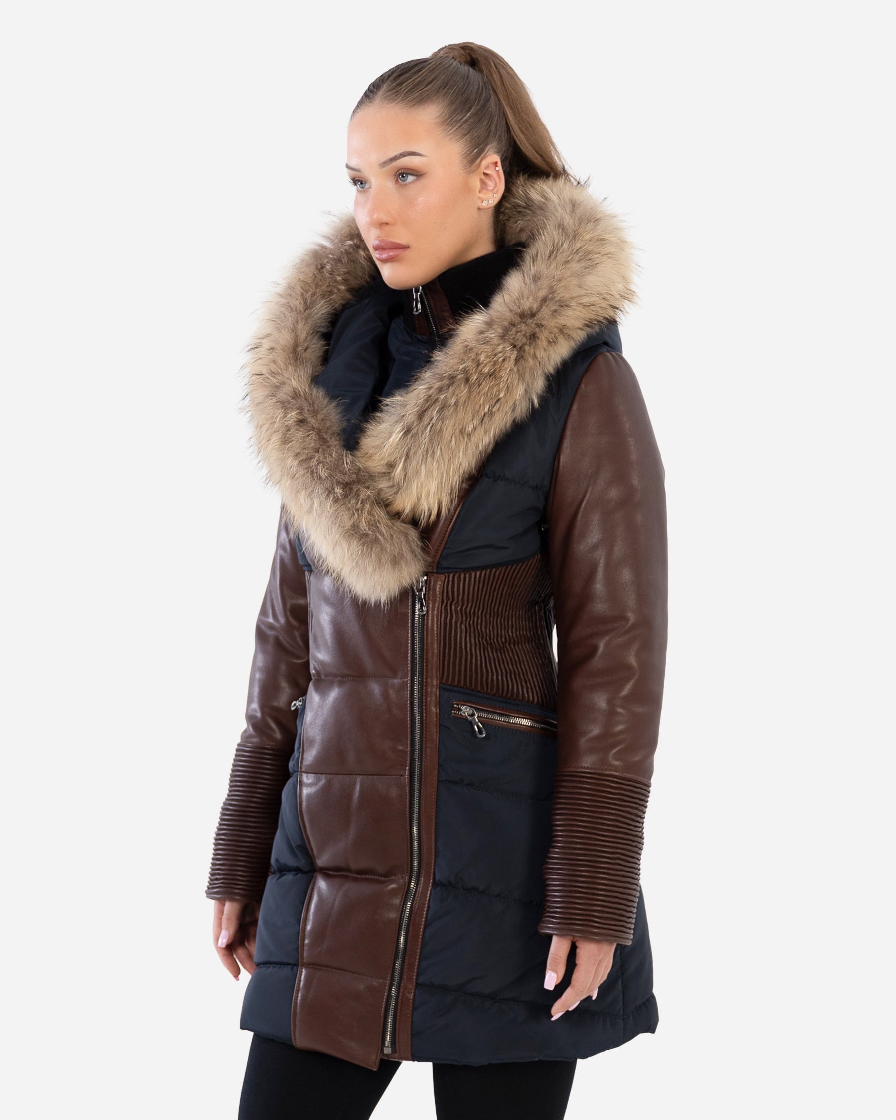 Kylie Leather Sleeve Parka - CG-2