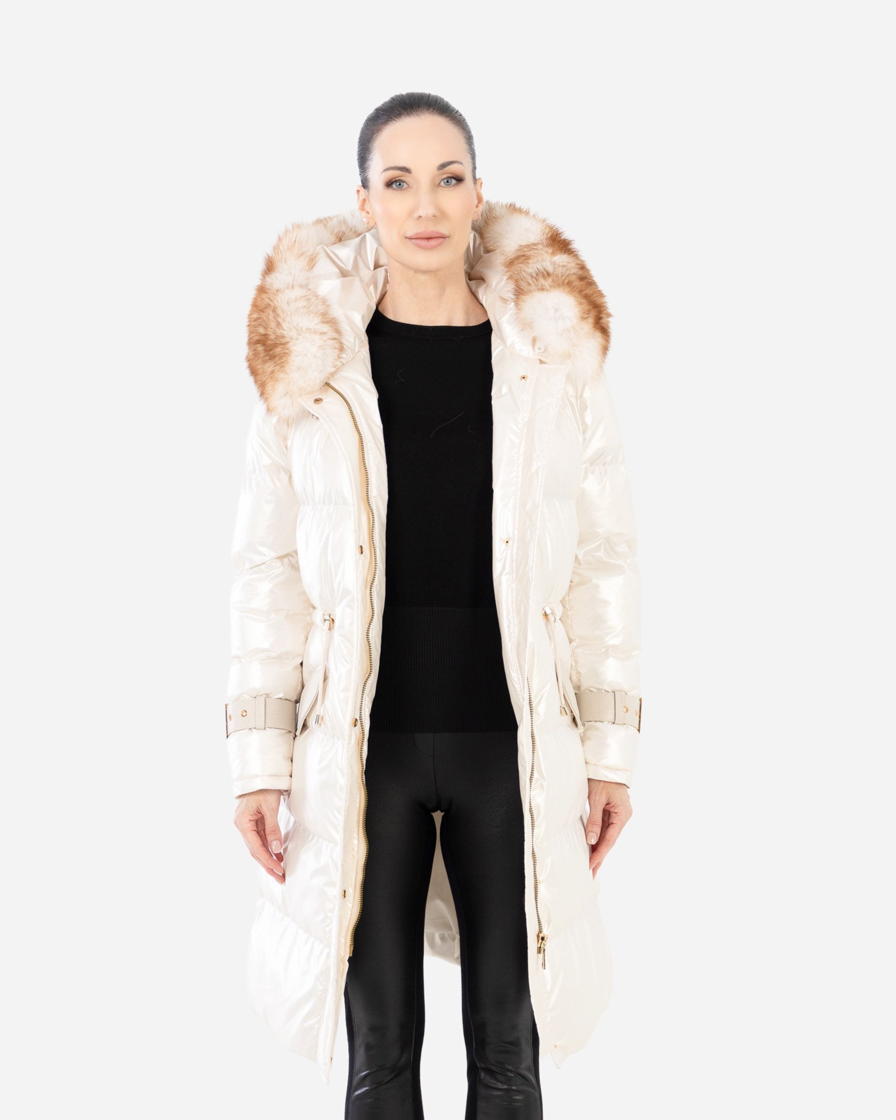 ALBA  PARKA PUFFER COAT   with  Detachable natural fur collar-thumbmail-4