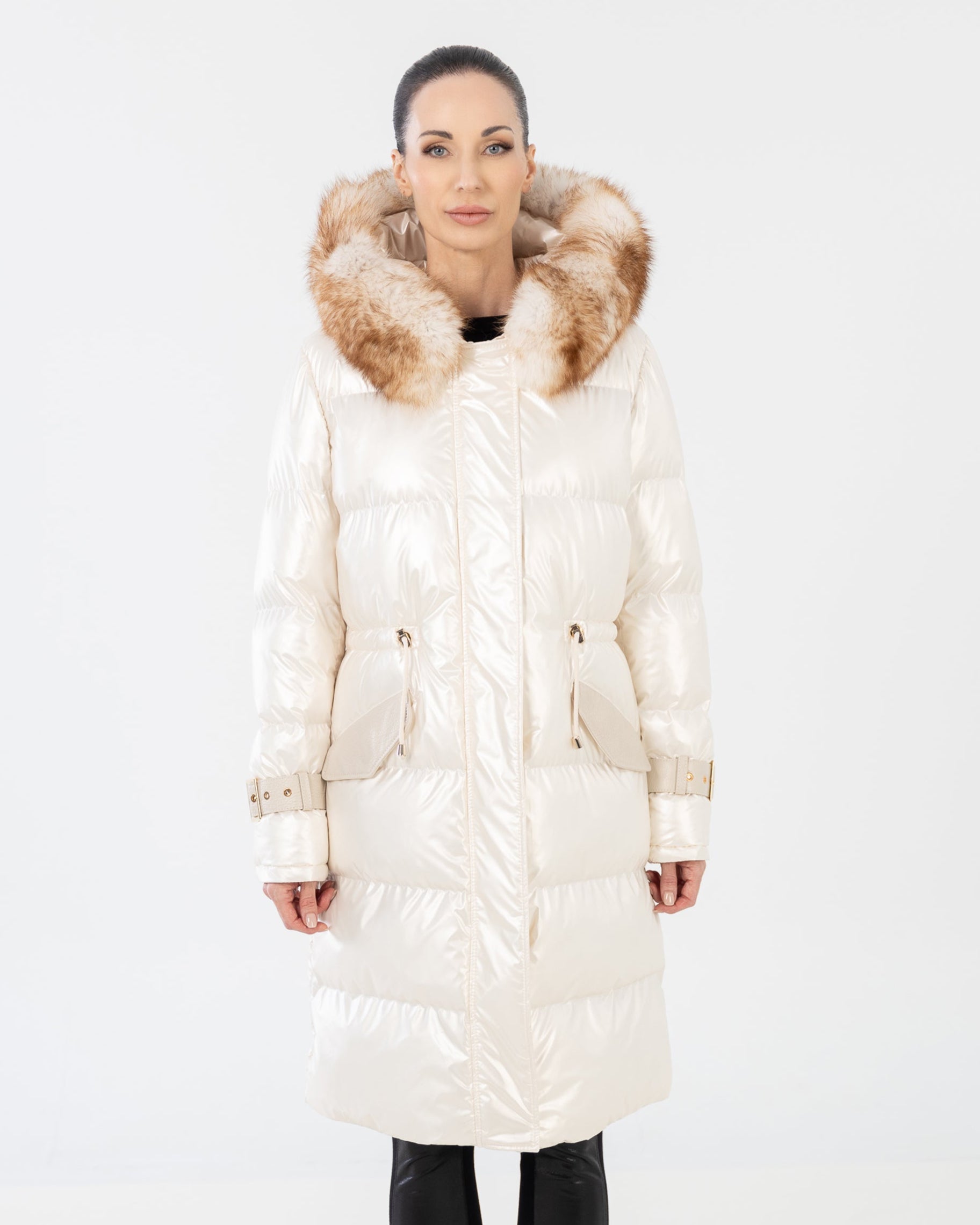 ALBA  PARKA PUFFER COAT   with  Detachable natural fur collar-thumbmail-3