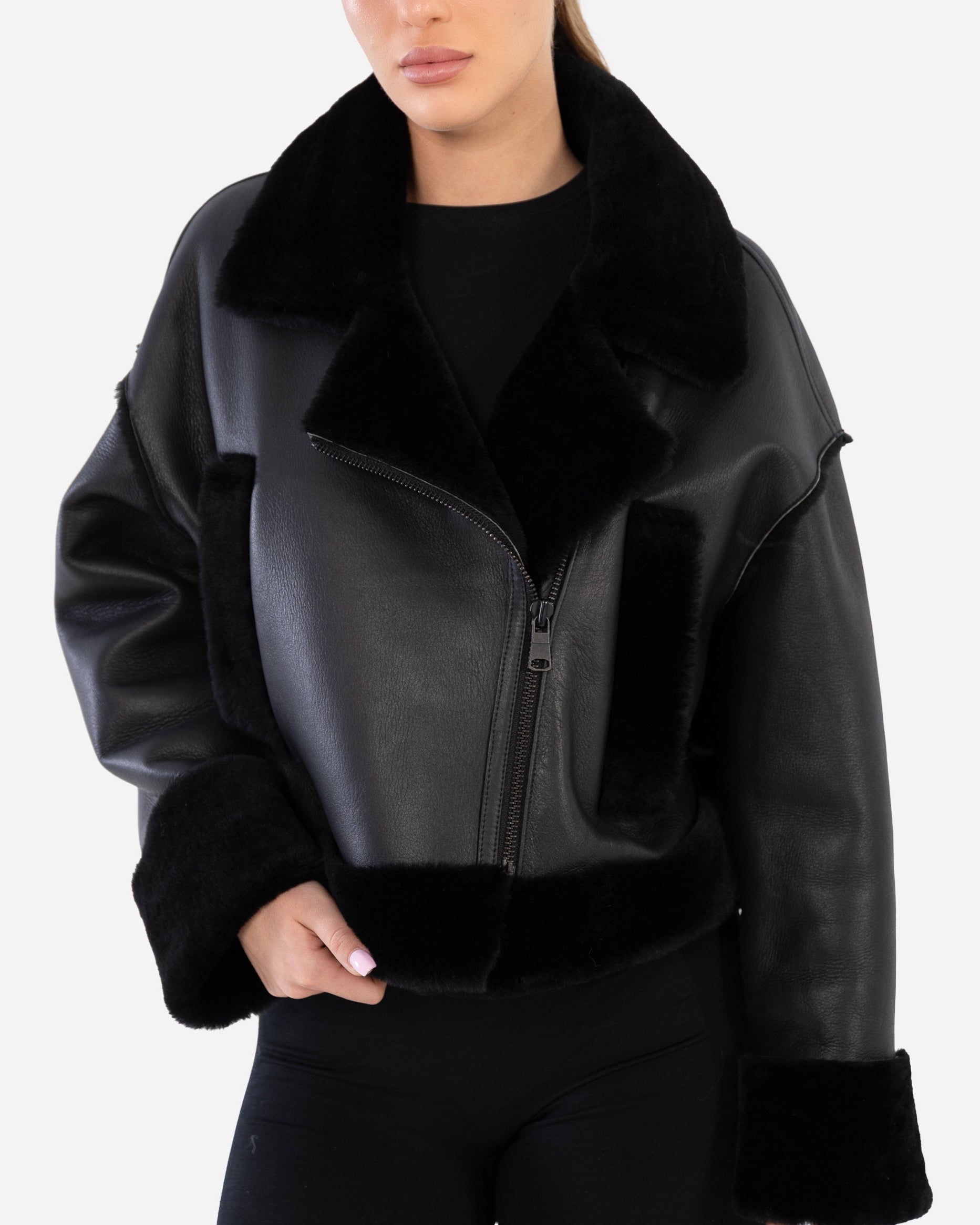SKYE  genuine  shearling jacket-thumbmail-2